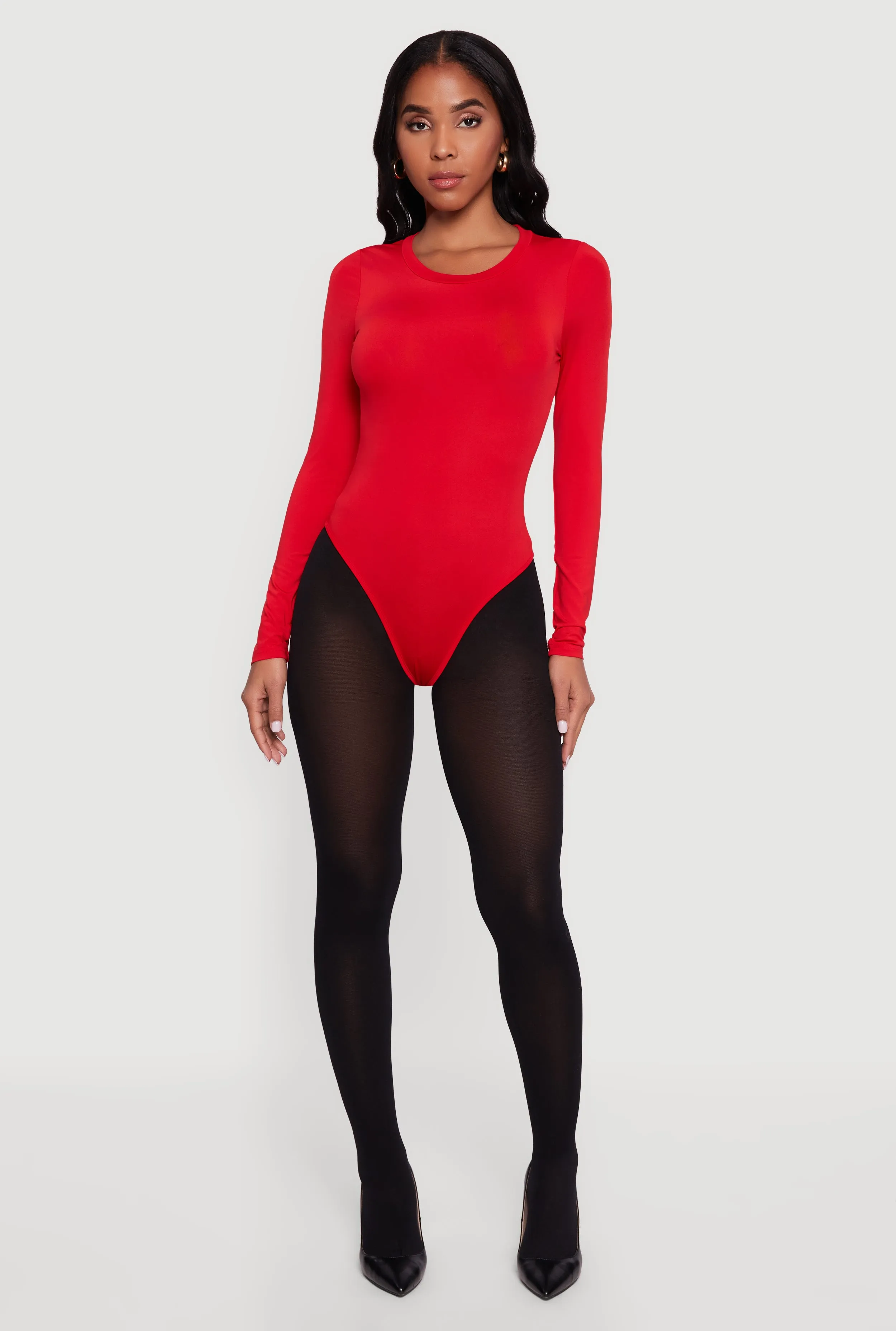 Basic Curve Hugging Long Sleeve Crew Neck Bodysuit sold by Rainbow