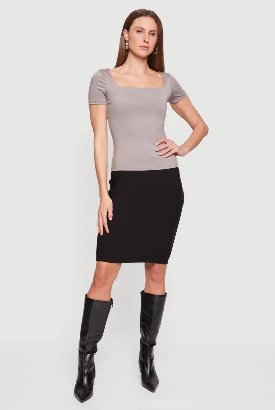 Double Layer Square Neck Short Sleeve Top sold by Rainbow