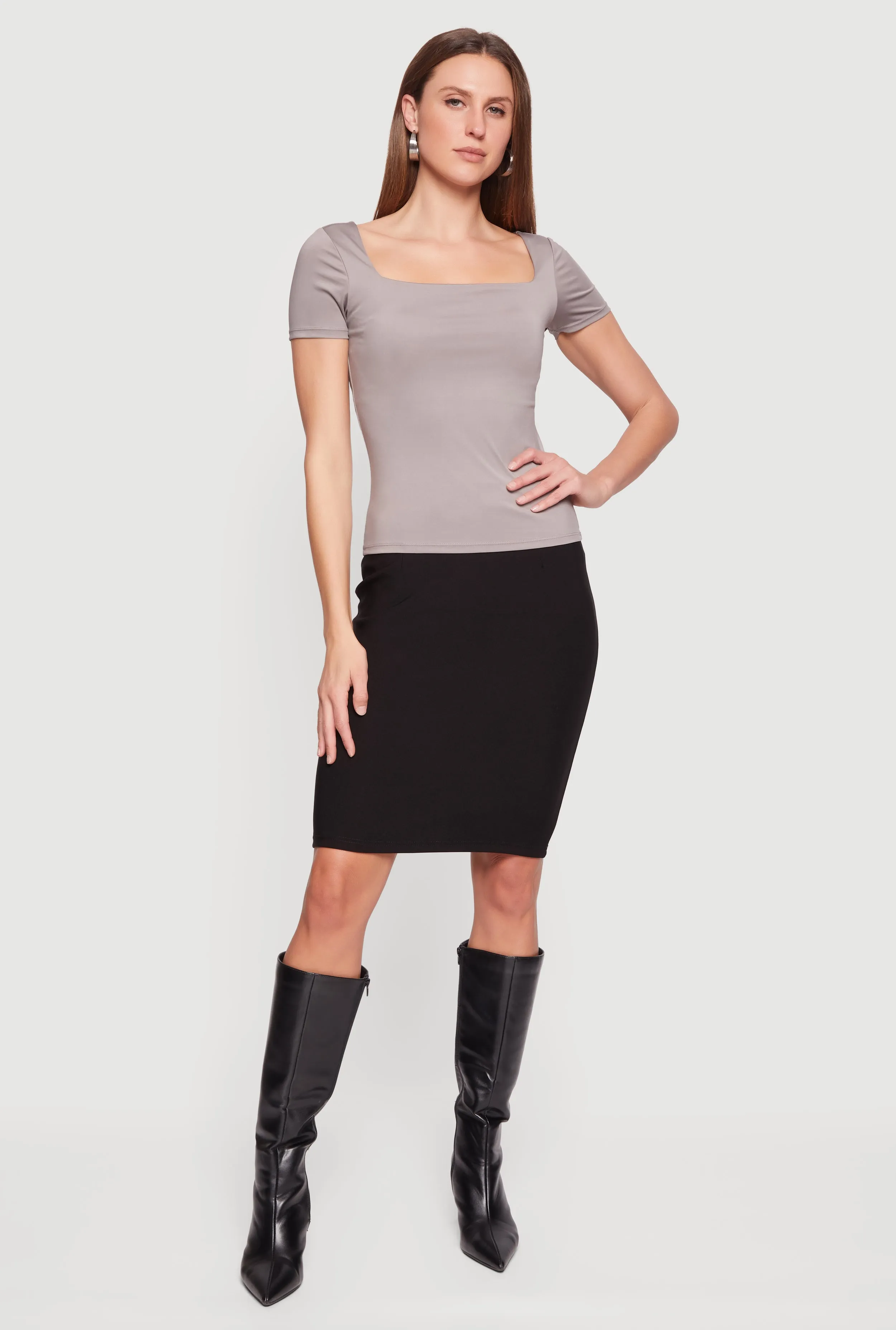 Double Layer Square Neck Short Sleeve Top sold by Rainbow