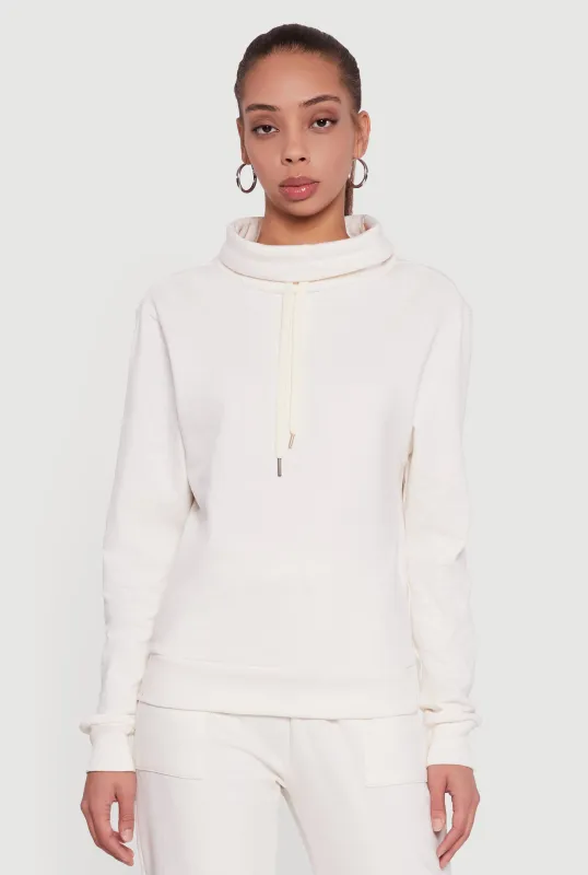 Drawstring Funnel Neck Pullover Sweatshirt sold by Rainbow
