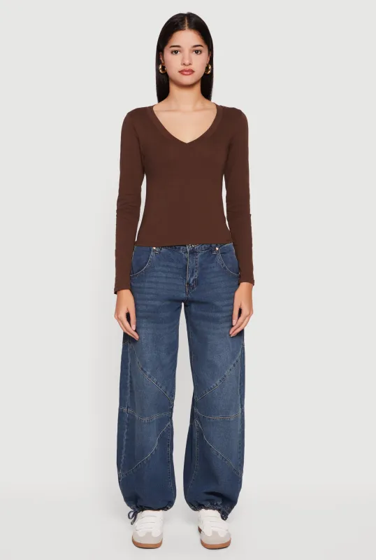 Long Sleeve V Neck T-Shirt sold by Rainbow