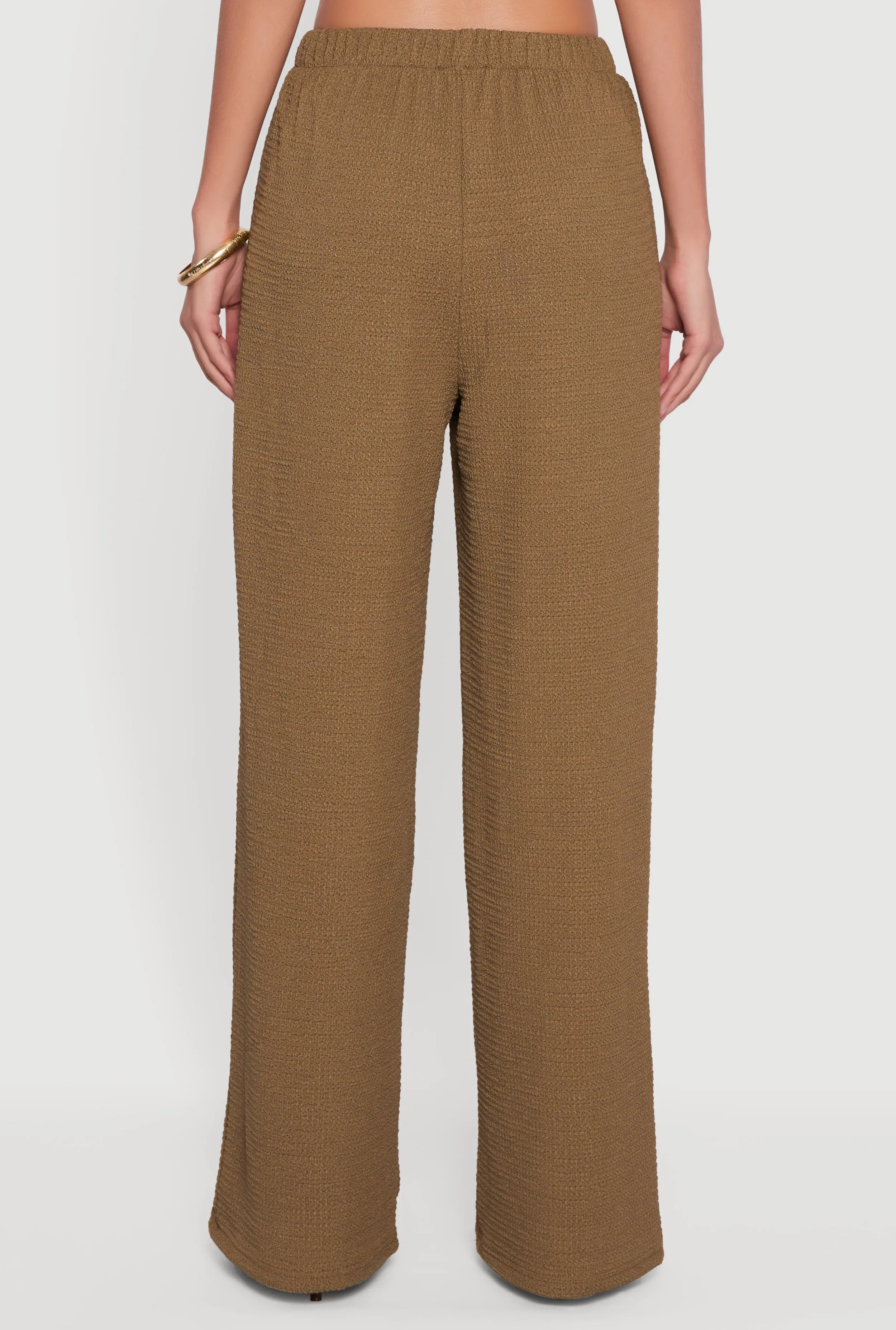 High Waisted Wide Leg Textured Knit Dress Pants sold by Rainbow product image thumbnail 5