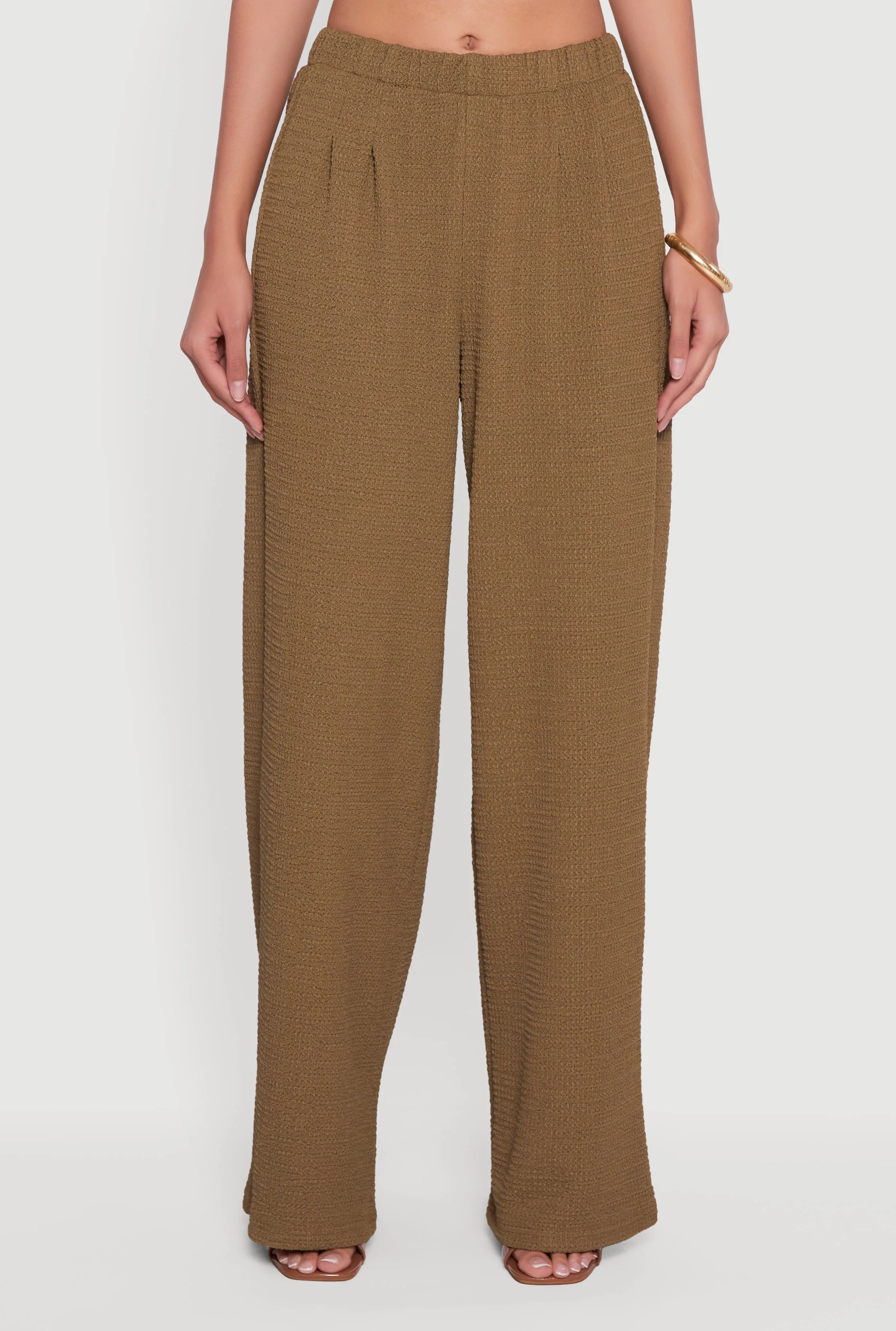 High Waisted Wide Leg Textured Knit Dress Pants sold by Rainbow product image thumbnail 3