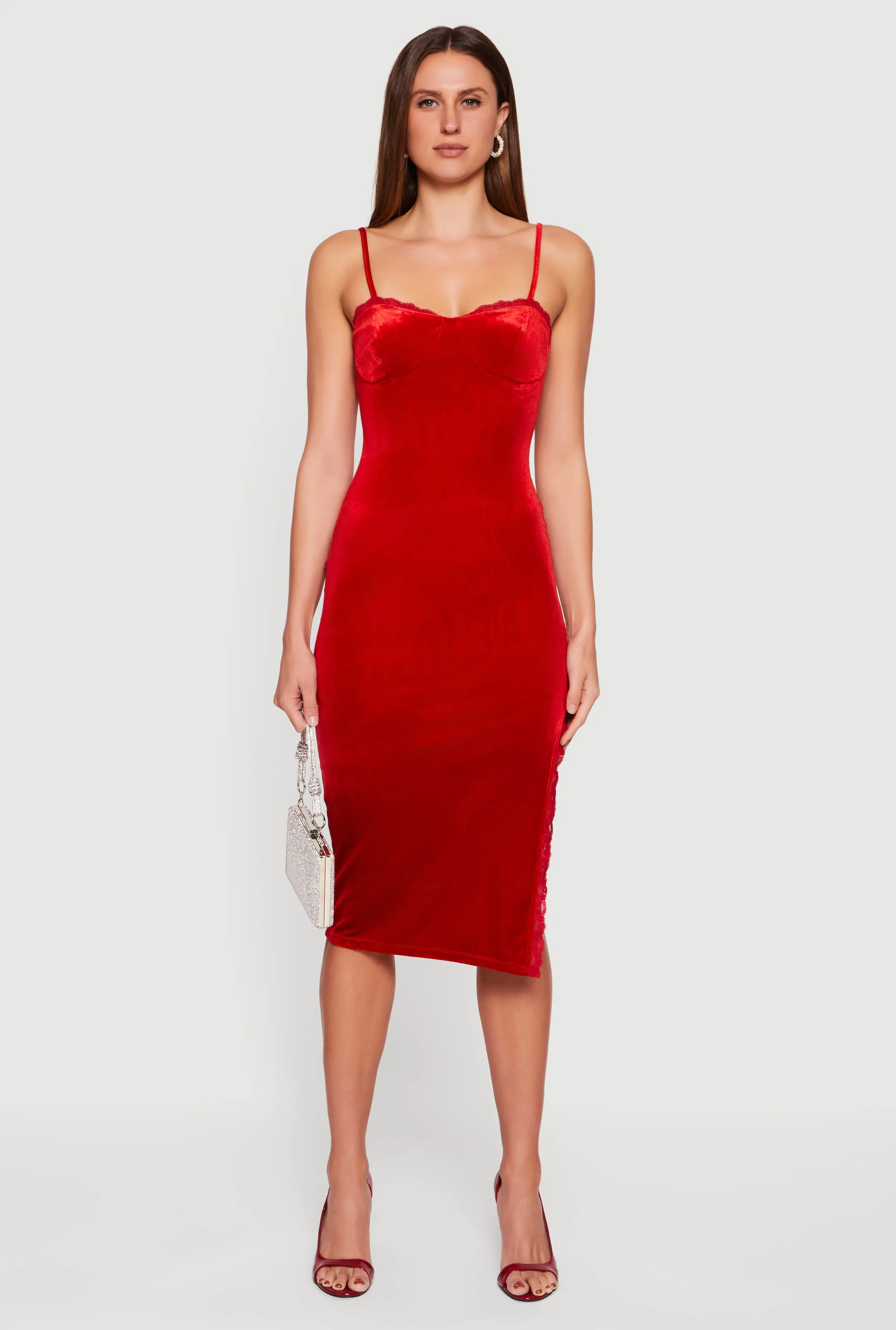 Velvet Sweetheart Bustier Dress with Side Slit sold by Rainbow product image thumbnail 2