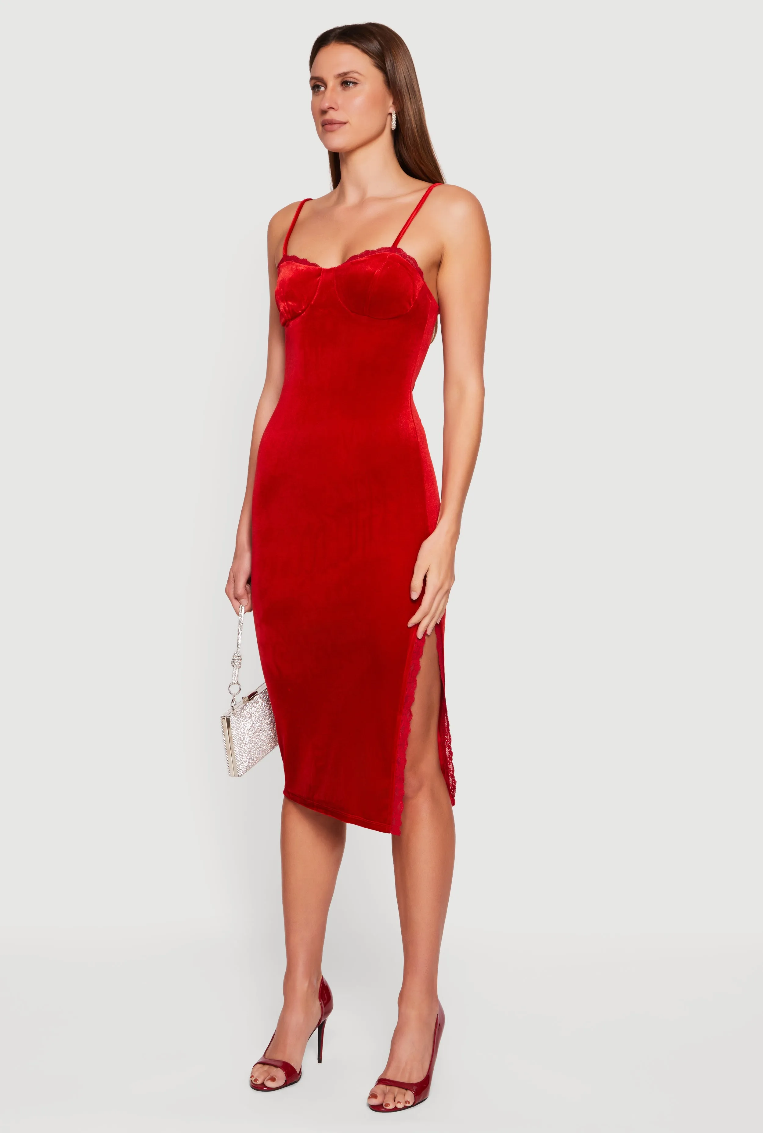 Velvet Sweetheart Bustier Dress with Side Slit sold by Rainbow product image thumbnail 3