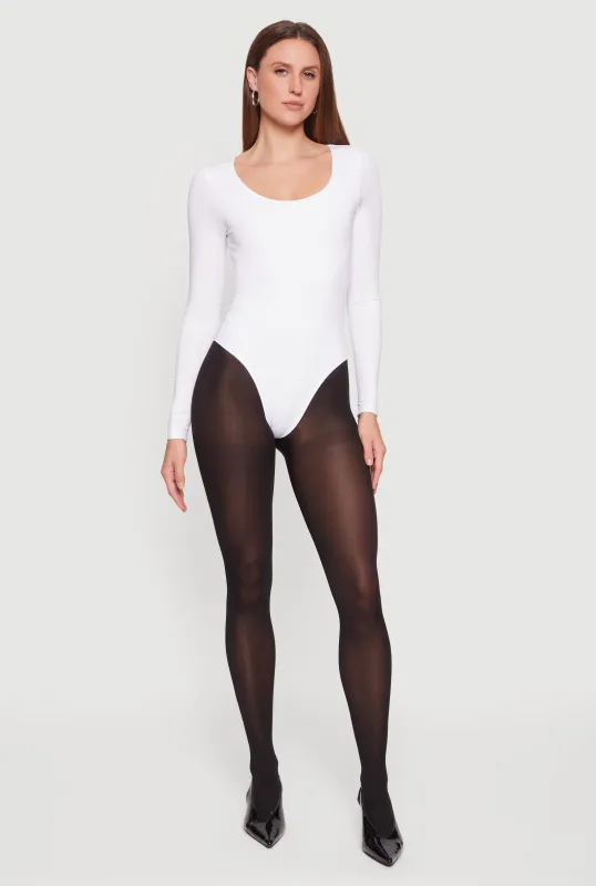 Solid Long Sleeve Scoop Neck Bodysuit sold by Rainbow