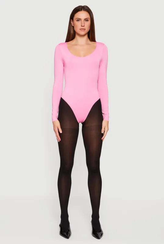 Solid Long Sleeve Scoop Neck Bodysuit sold by Rainbow