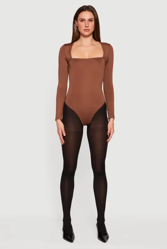 Solid Long Sleeve Square Neck Bodysuit sold by Rainbow
