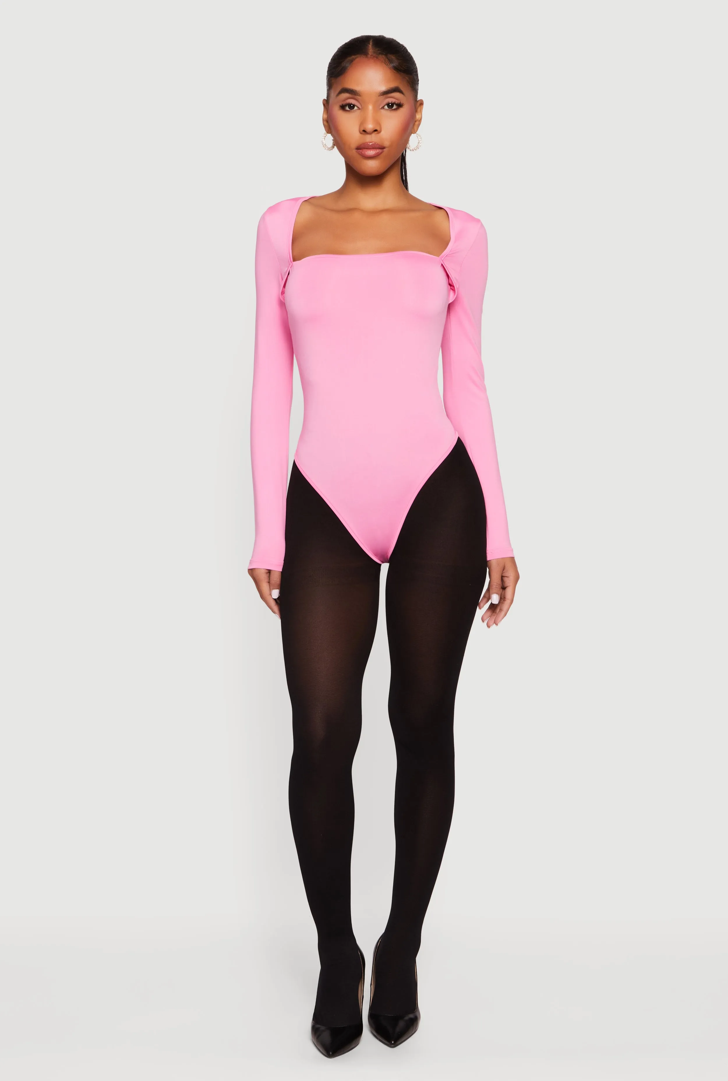 Solid Long Sleeve Square Neck Bodysuit sold by Rainbow product image thumbnail 3