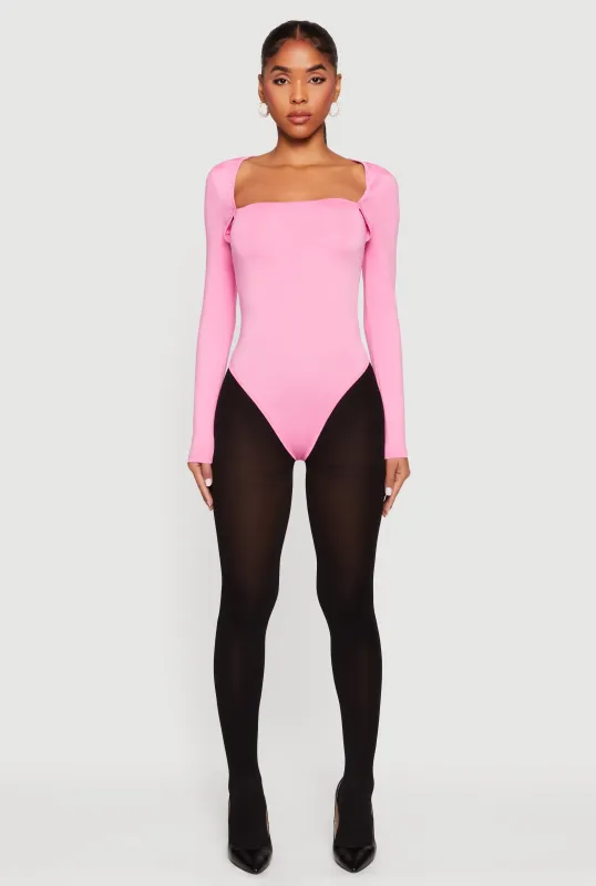 Solid Long Sleeve Square Neck Bodysuit sold by Rainbow