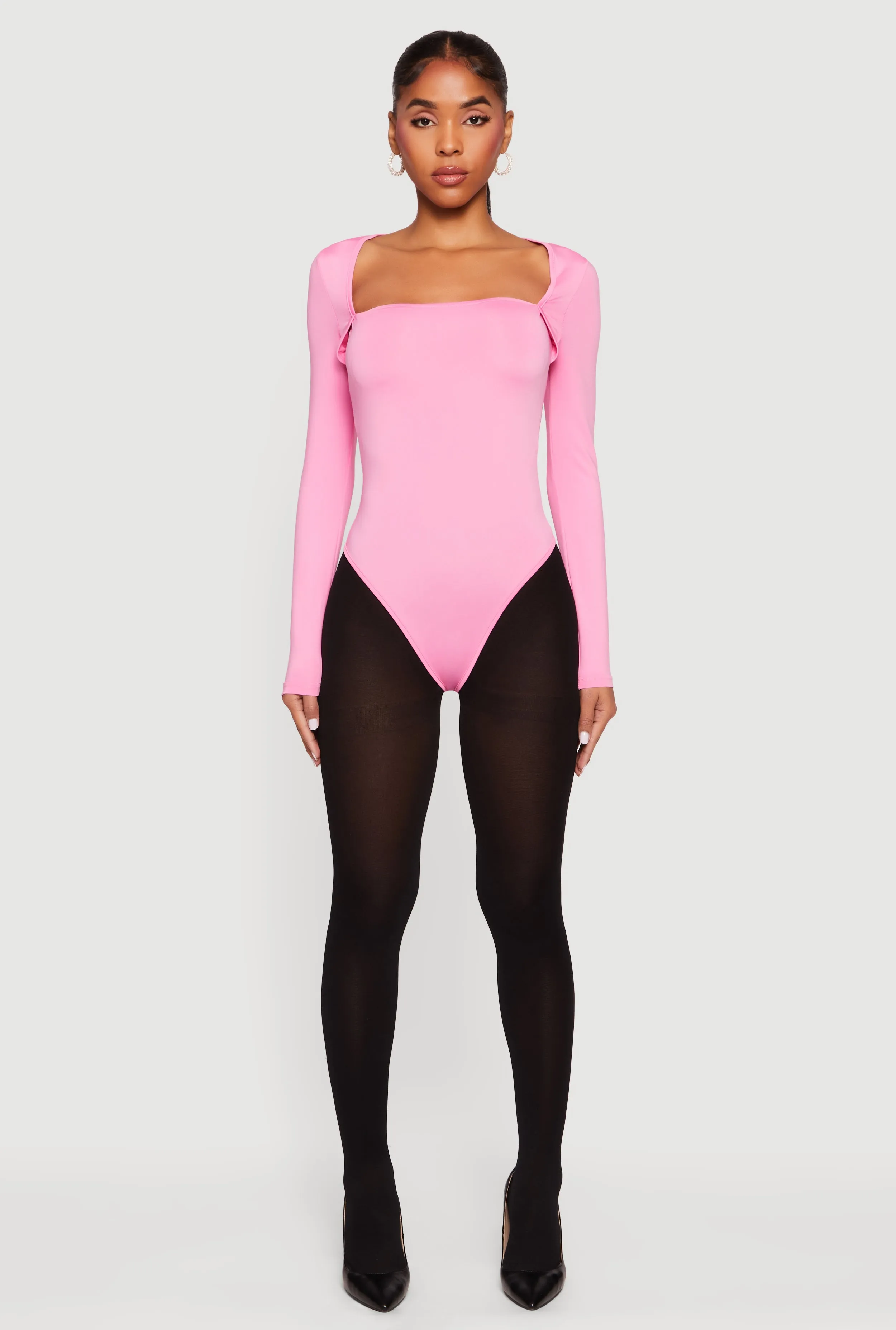 Solid Long Sleeve Square Neck Bodysuit sold by Rainbow