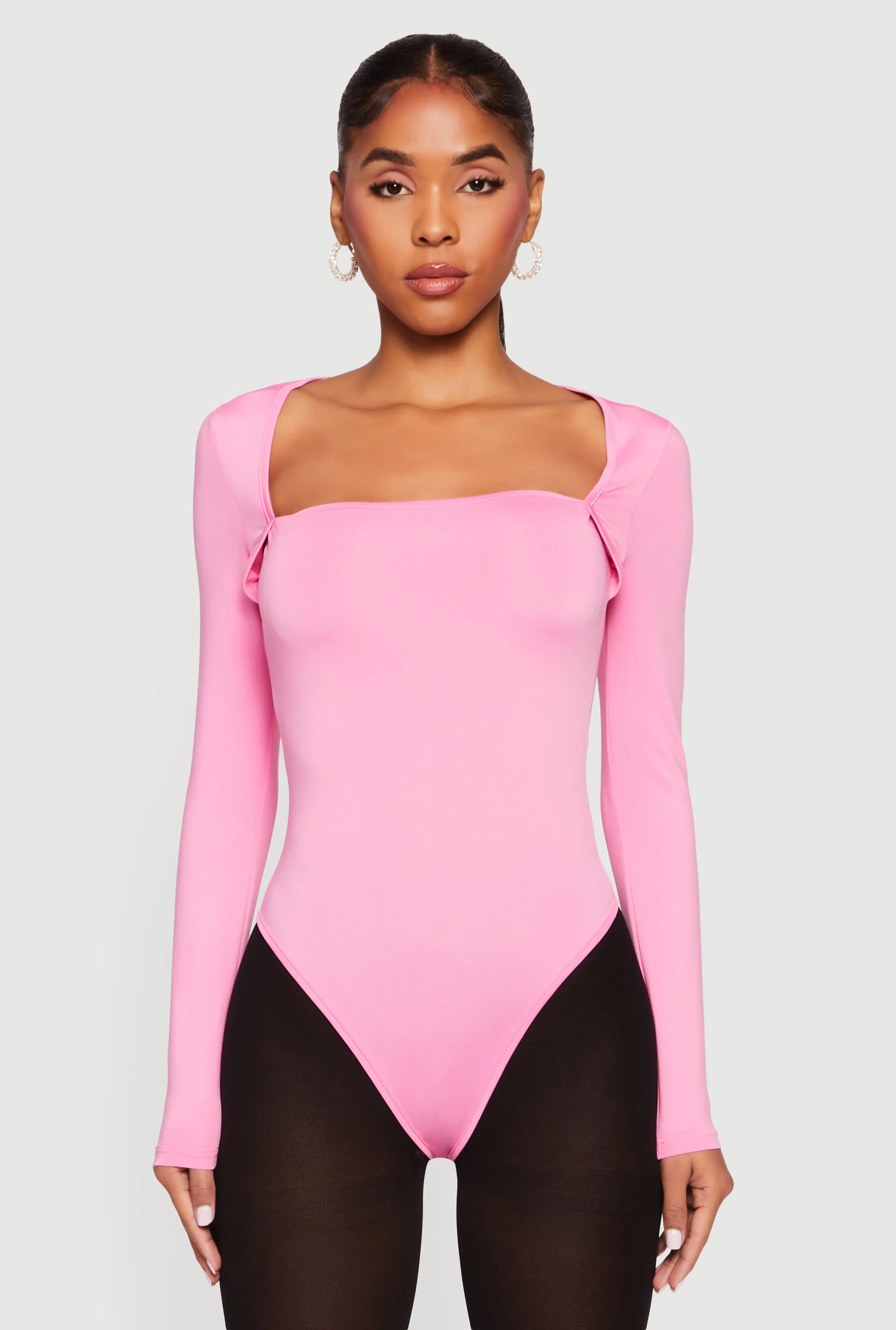 Solid Long Sleeve Square Neck Bodysuit sold by Rainbow product image thumbnail 2