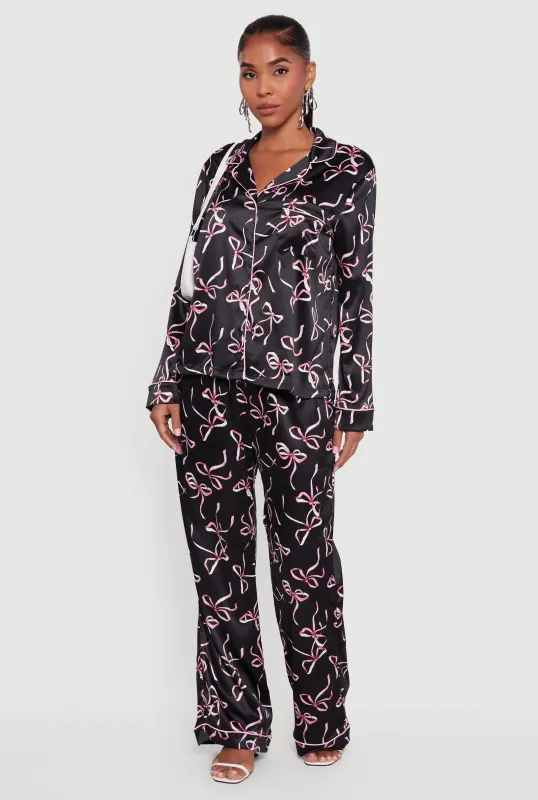 Satin Bow Print Pants sold by Rainbow