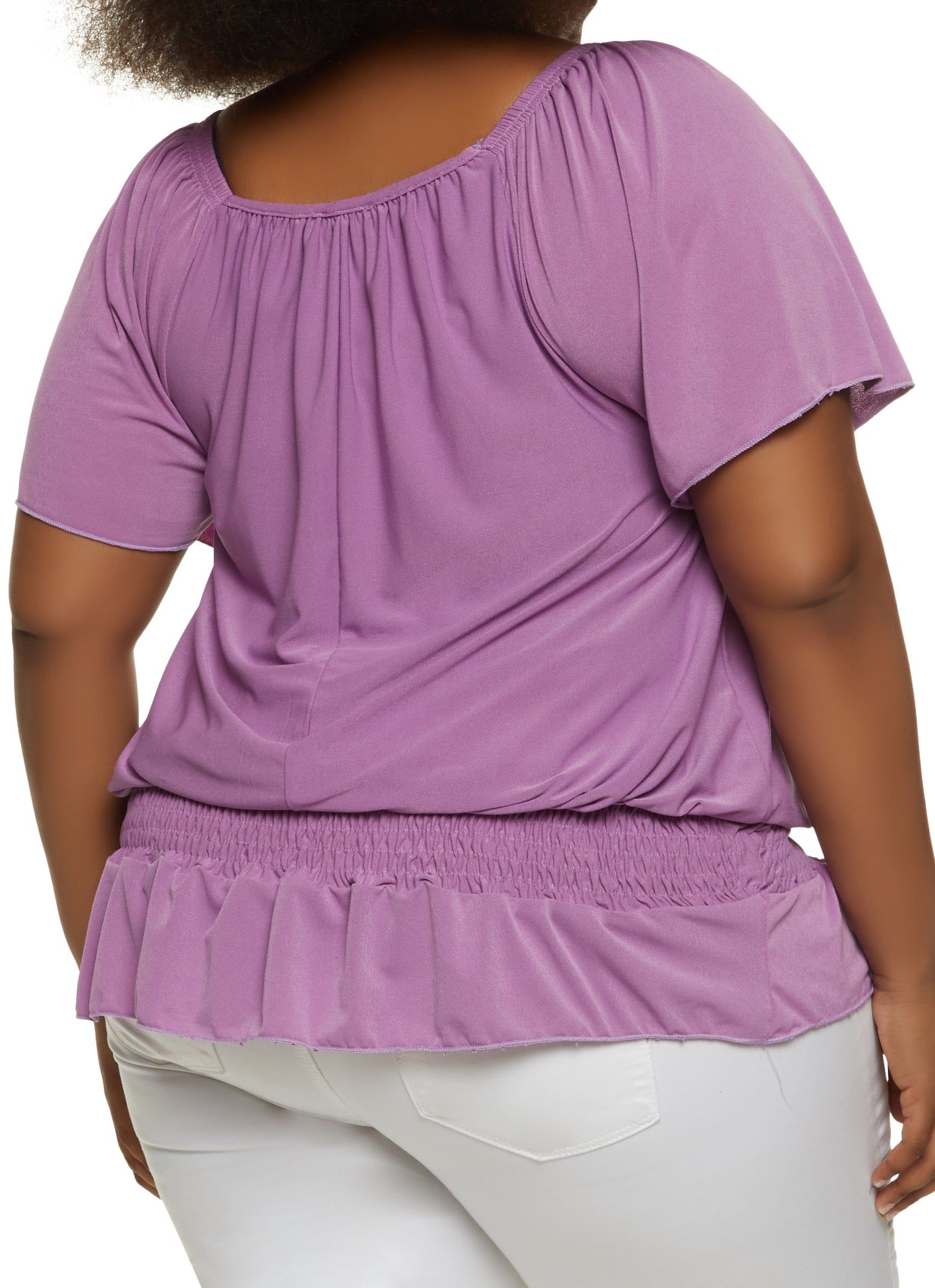 Plus Size Square Neck Smocked Waist Blouse sold by Rainbow product image thumbnail 2