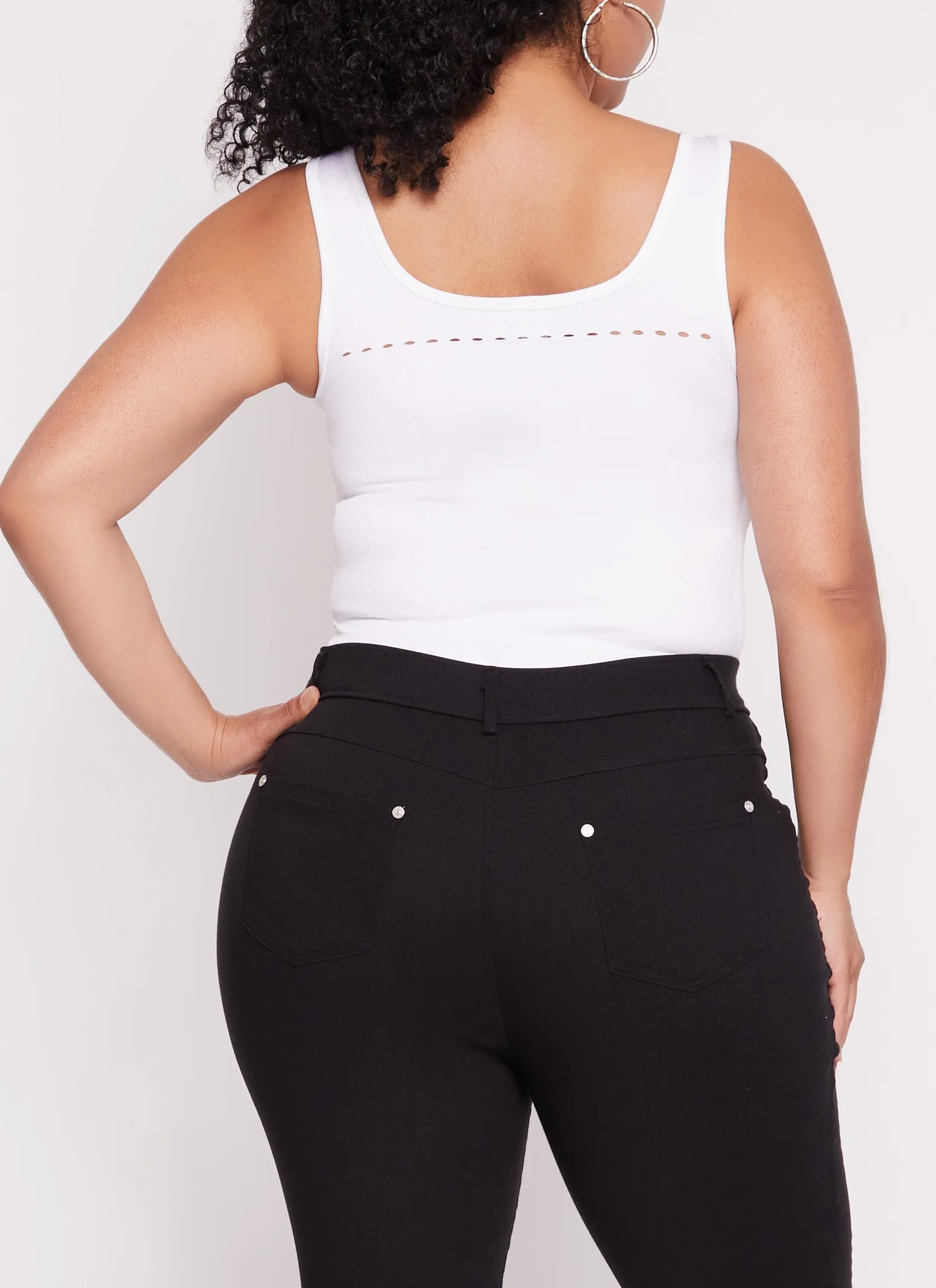 Plus Size Seamless Ribbed Laser Cut Tank Bodysuit sold by Rainbow product image thumbnail 3