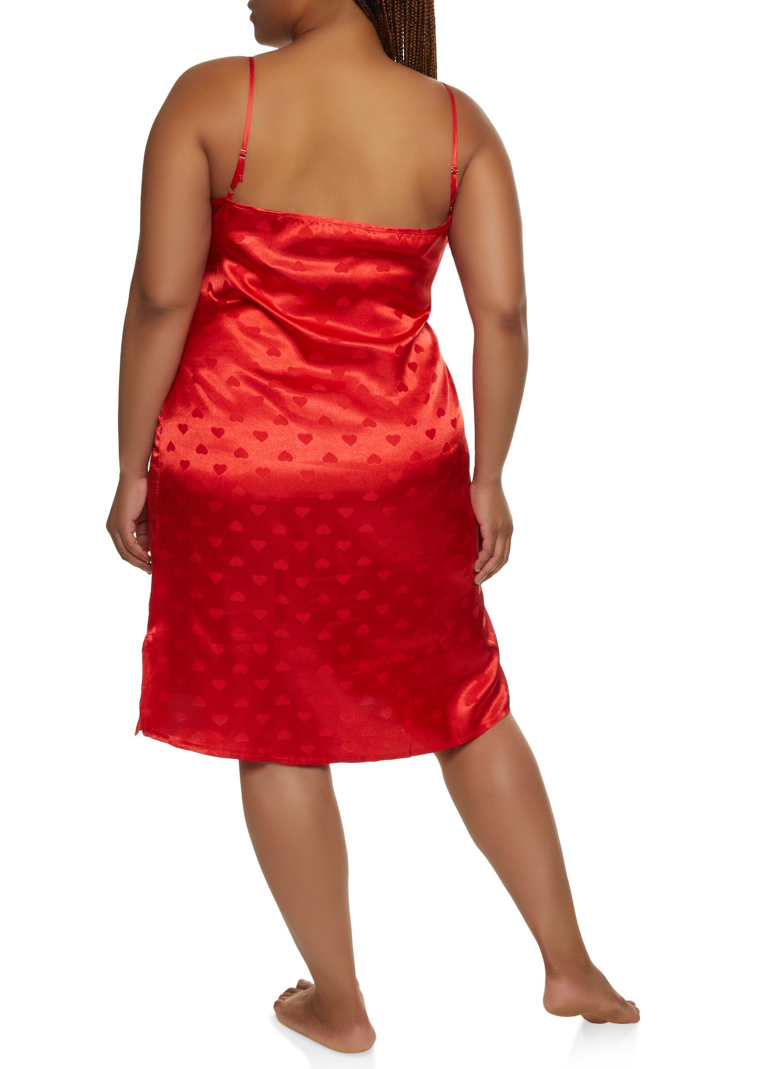 Plus Size Satin Heart Print Cami Nightgown and Robe sold by Rainbow product image thumbnail 5