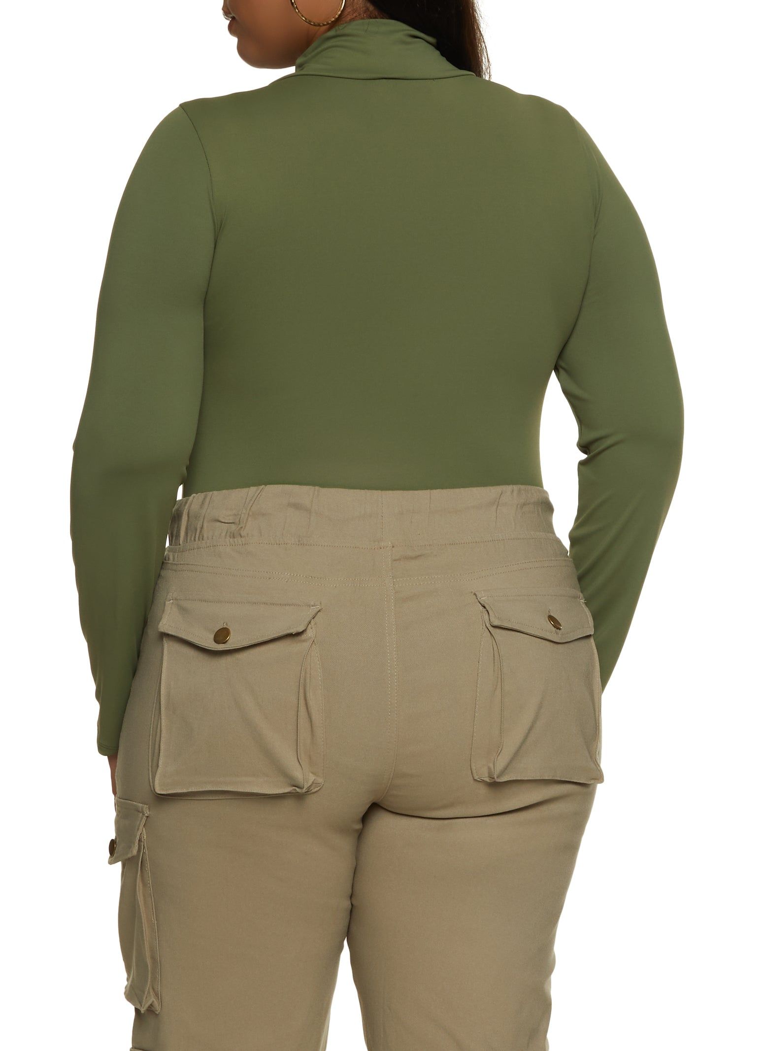 Plus Size Solid Mock Neck Long Sleeve Bodysuit sold by Rainbow product image thumbnail 3