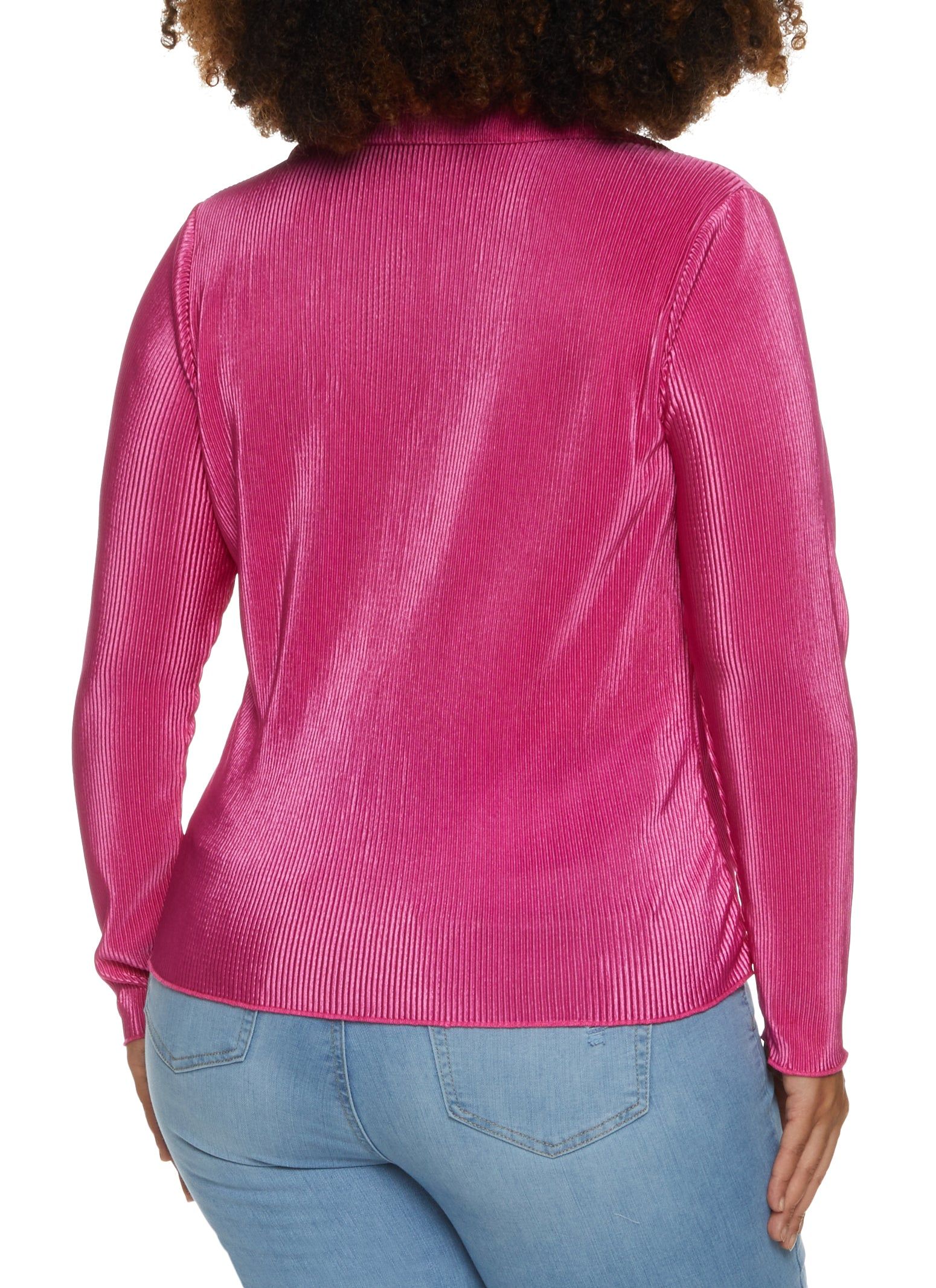 Plus Size Plisse Collared Button Front Shirt sold by Rainbow product image thumbnail 2