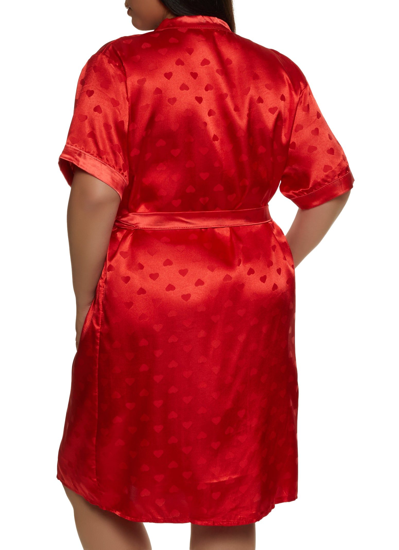 Plus Size Satin Heart Print Cami Nightgown and Robe sold by Rainbow product image thumbnail 2