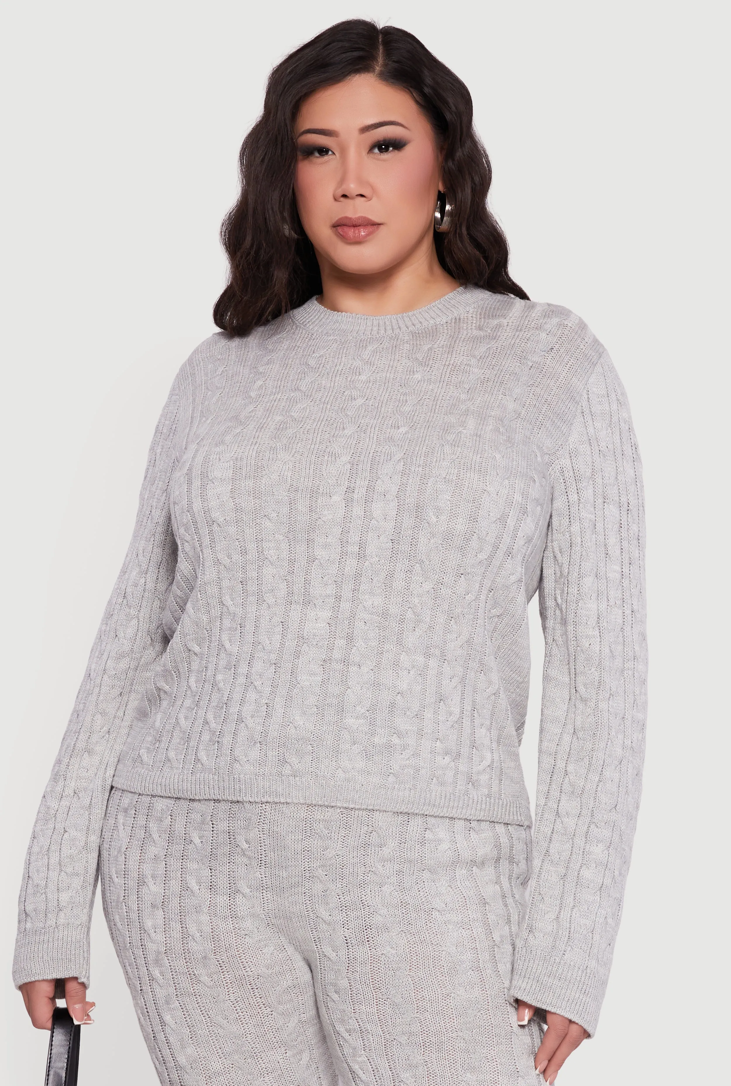Plus Size Long Sleeve Cable Knit Sweater sold by Rainbow product image thumbnail 4