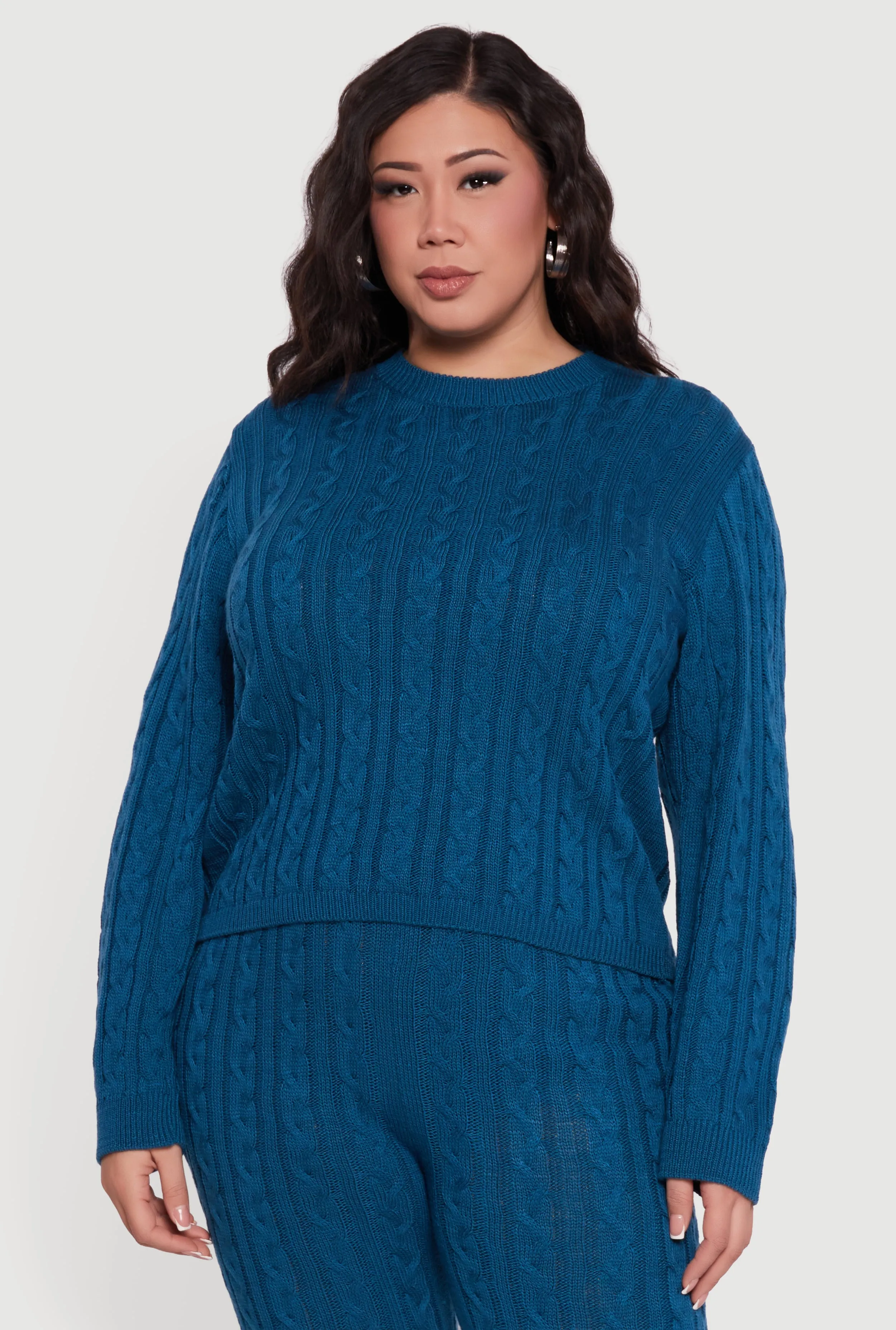 Plus Size Long Sleeve Cable Knit Sweater sold by Rainbow product image thumbnail 3