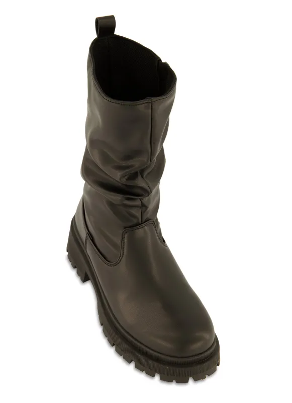 Lug Sole Ruched Side Zip Boots sold by Rainbow