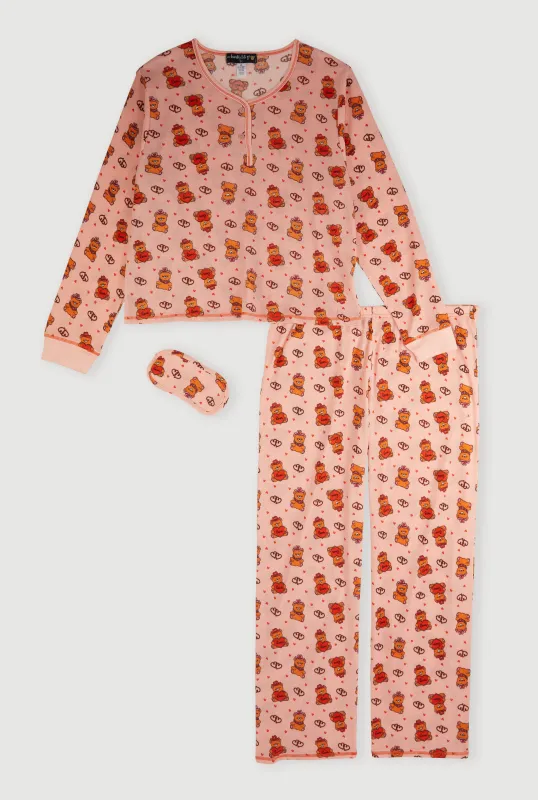 Plus Size Teddy Bear Waffle Knit Thermal Pajama Gift Set sold by Rainbow