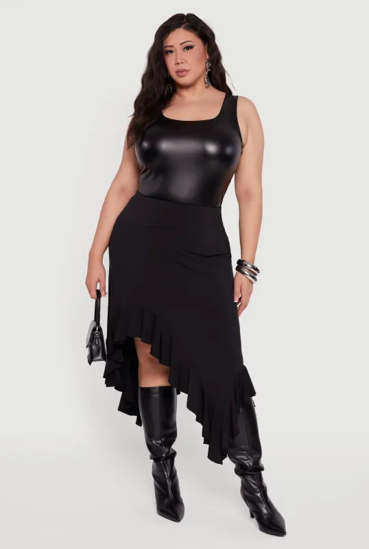 Plus Size Asymmetrical Handkerchief Hem Skirt sold by Rainbow