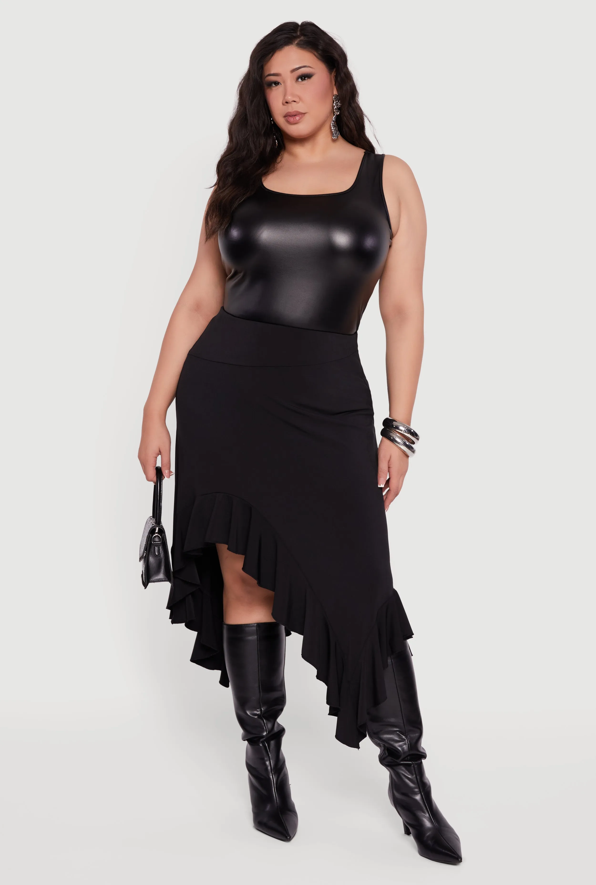 Plus Size Asymmetrical Handkerchief Hem Skirt sold by Rainbow