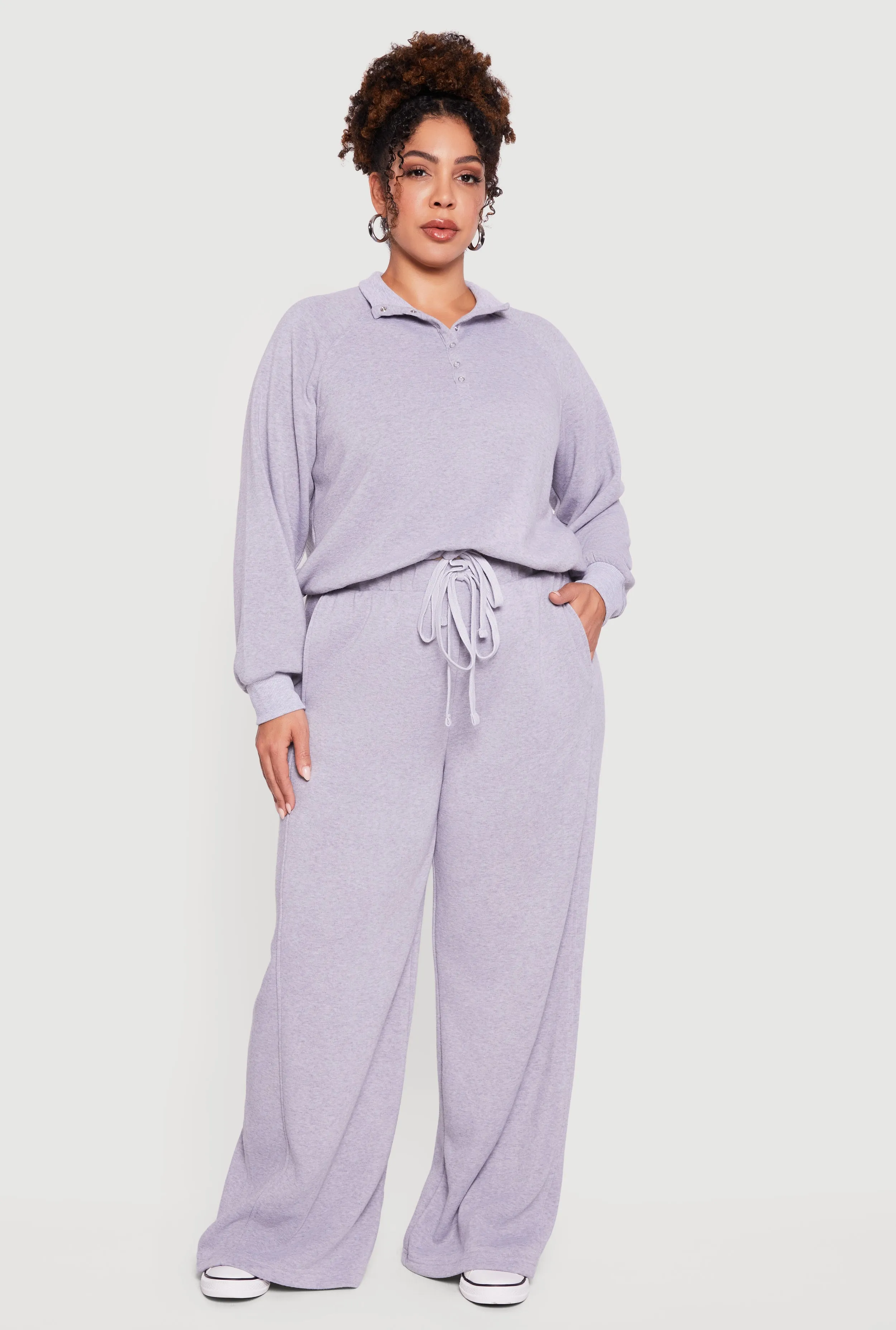 Plus Size High Waisted Drawstring Wide Leg Joggers sold by Rainbow product image thumbnail 3