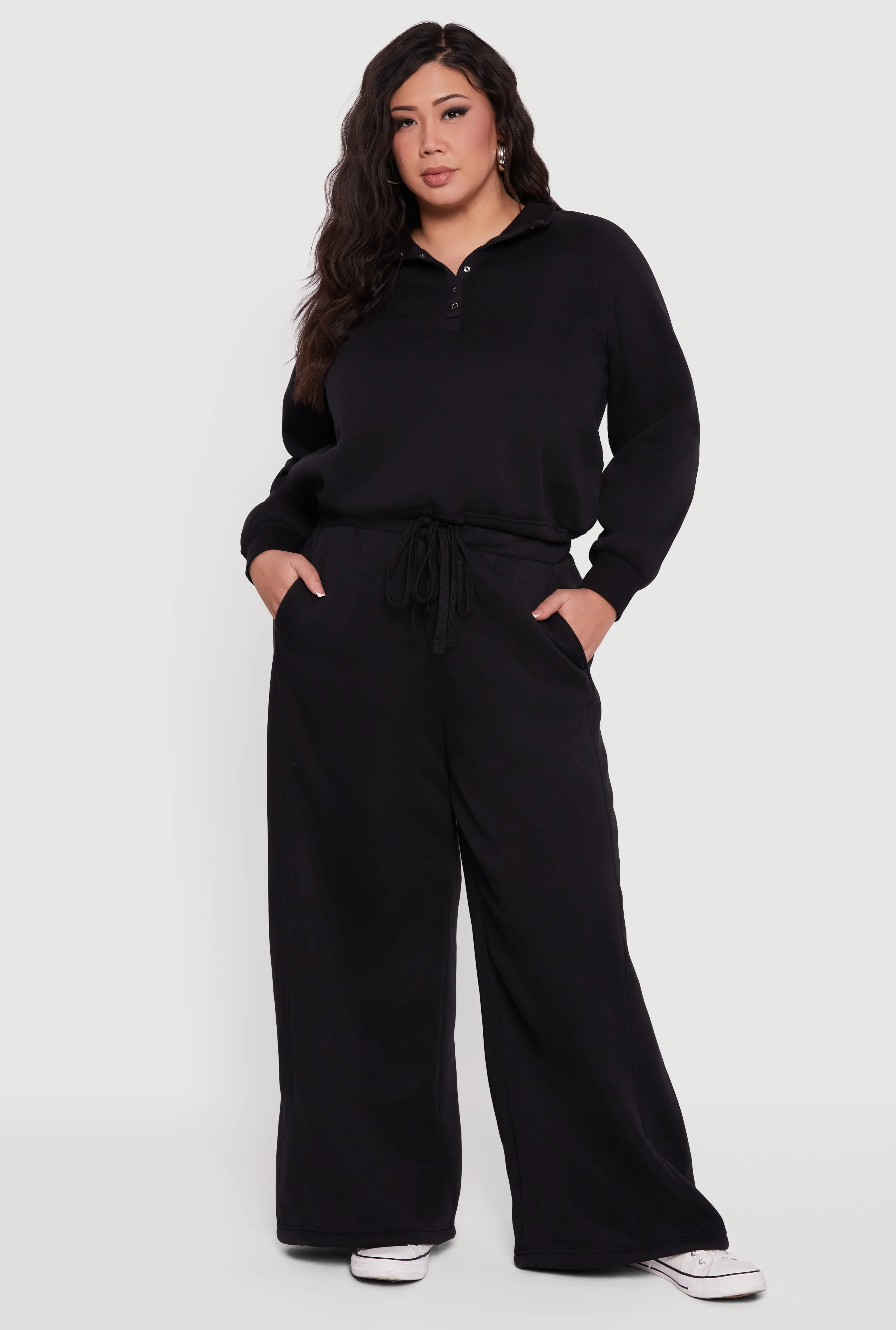 Plus Size High Waisted Drawstring Wide Leg Joggers sold by Rainbow product image thumbnail 2