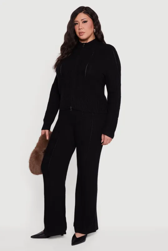 Plus Size Almost Famous High Waisted Cable Knit Pants sold by Rainbow