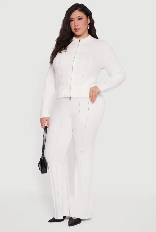 Plus Size Almost Famous High Waisted Cable Knit Pants sold by Rainbow