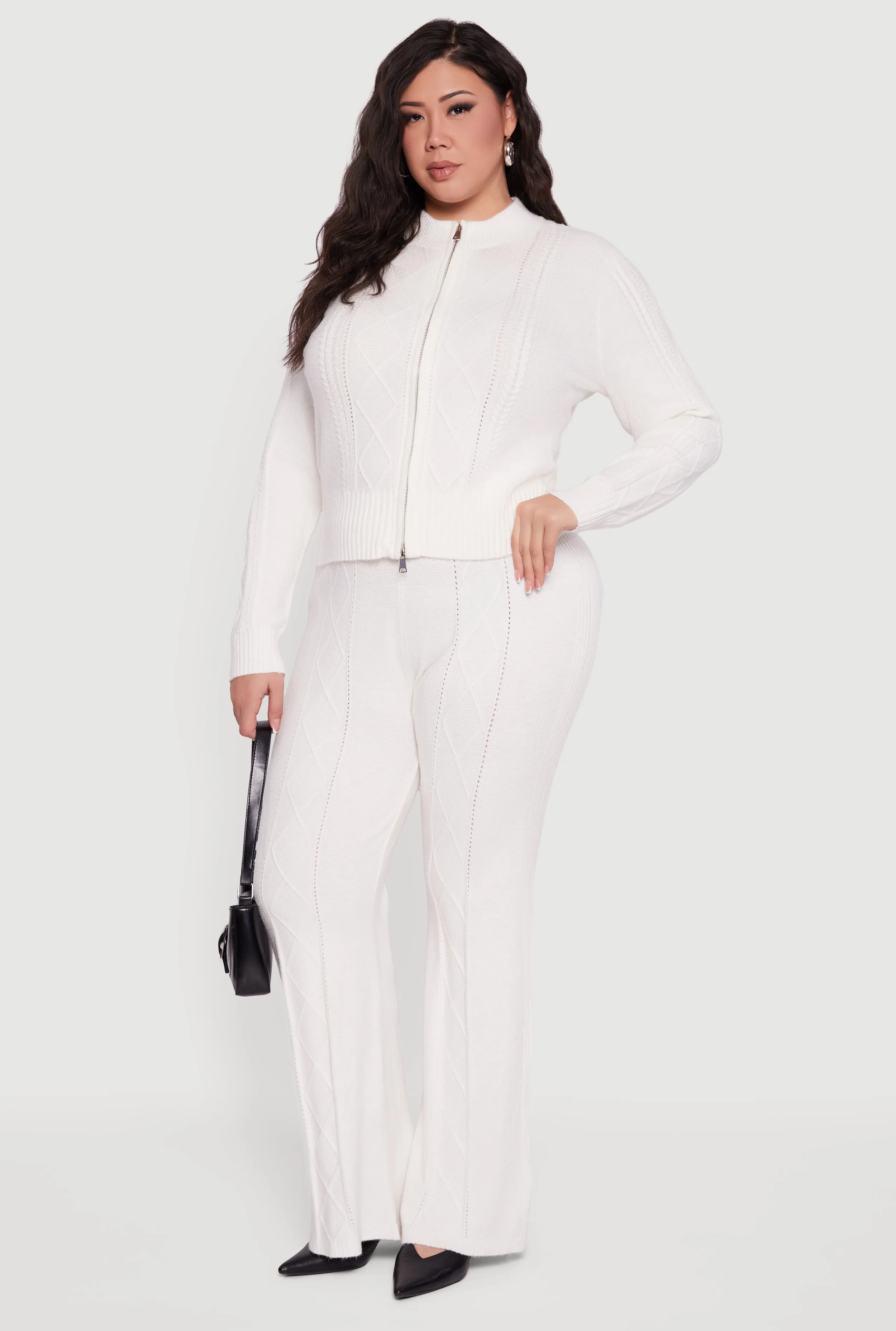 Plus Size Almost Famous High Waisted Cable Knit Pants sold by Rainbow