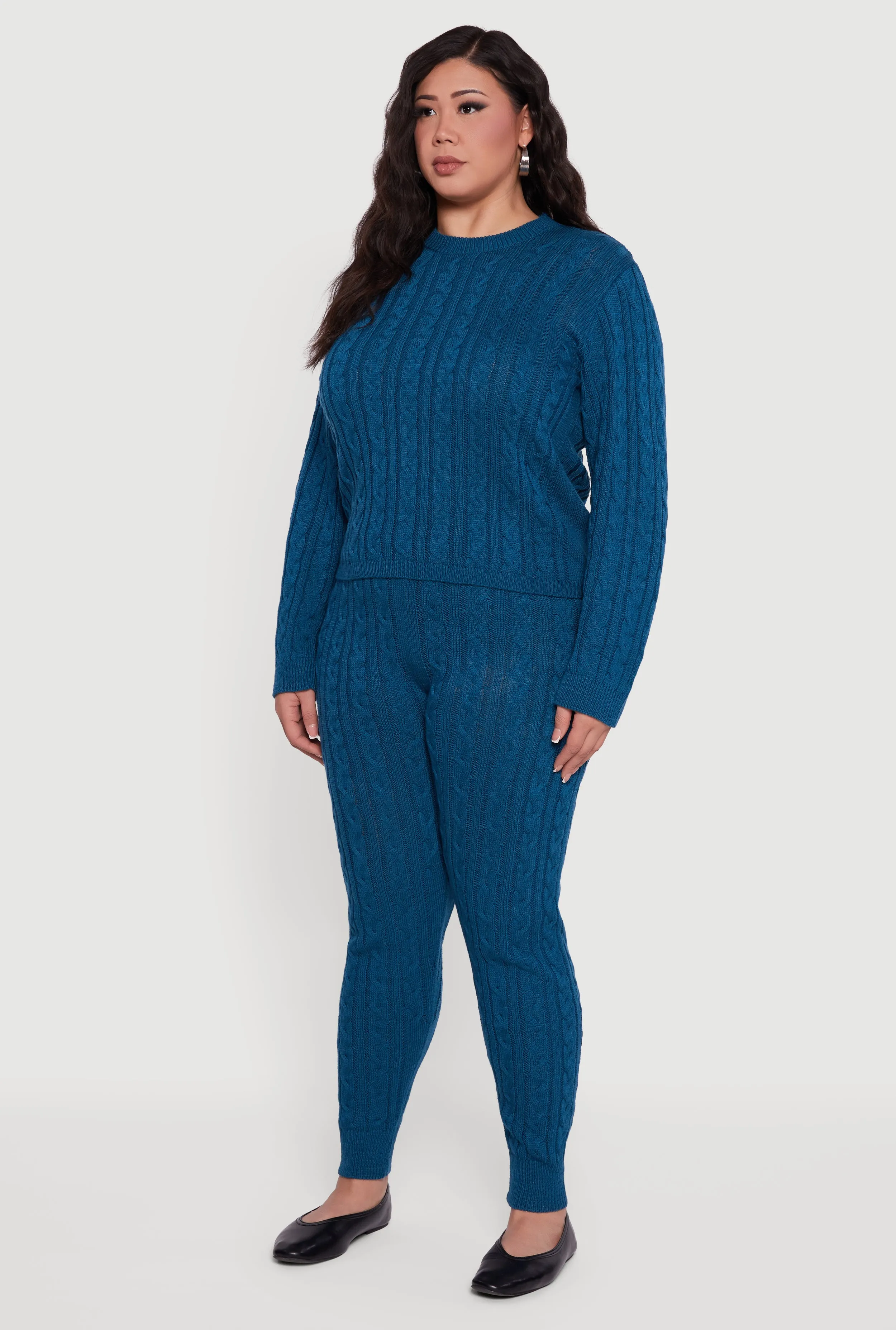 Plus Size Long Sleeve Cable Knit Sweater sold by Rainbow product image thumbnail 5