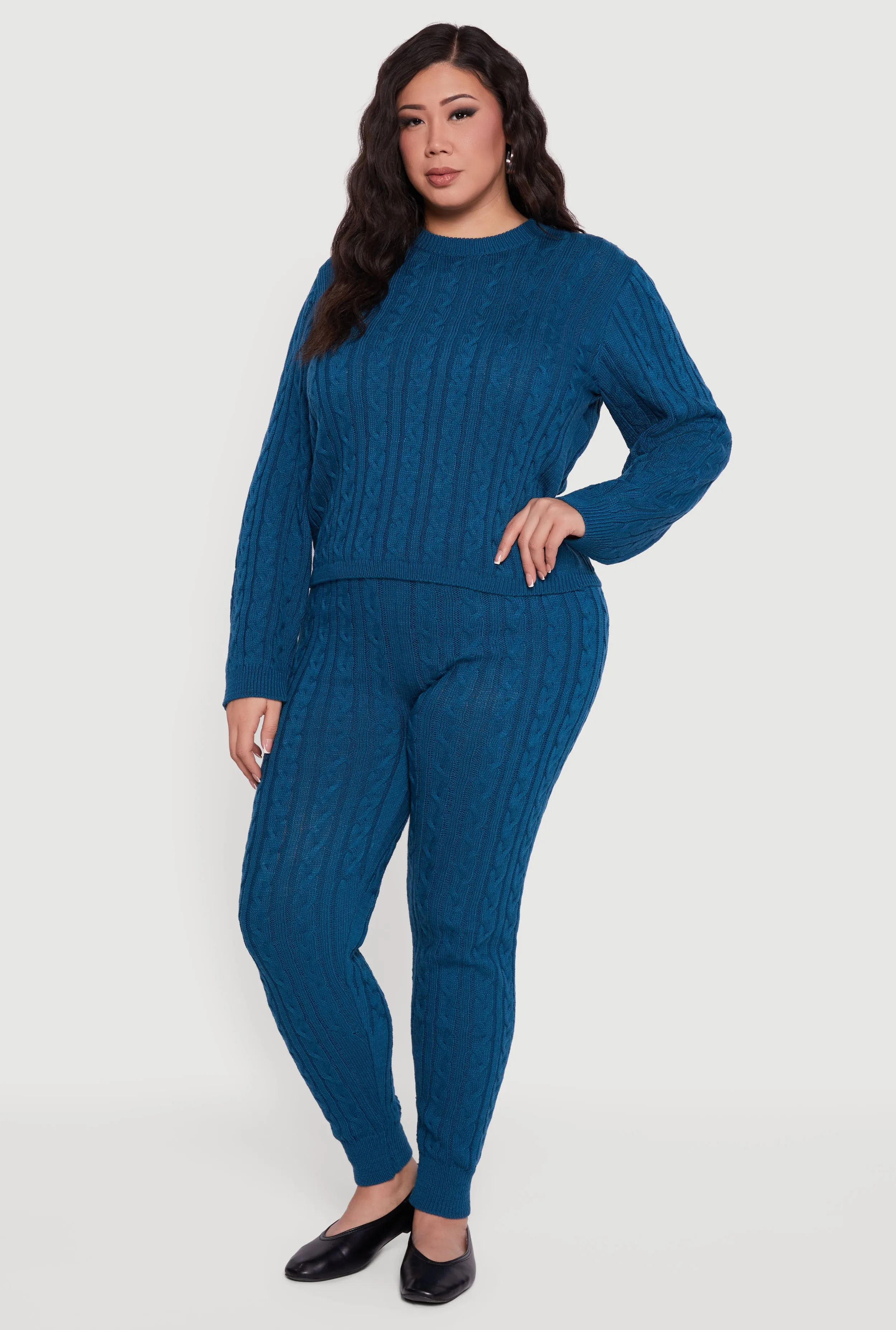 Plus Size Long Sleeve Cable Knit Sweater sold by Rainbow product image thumbnail 2