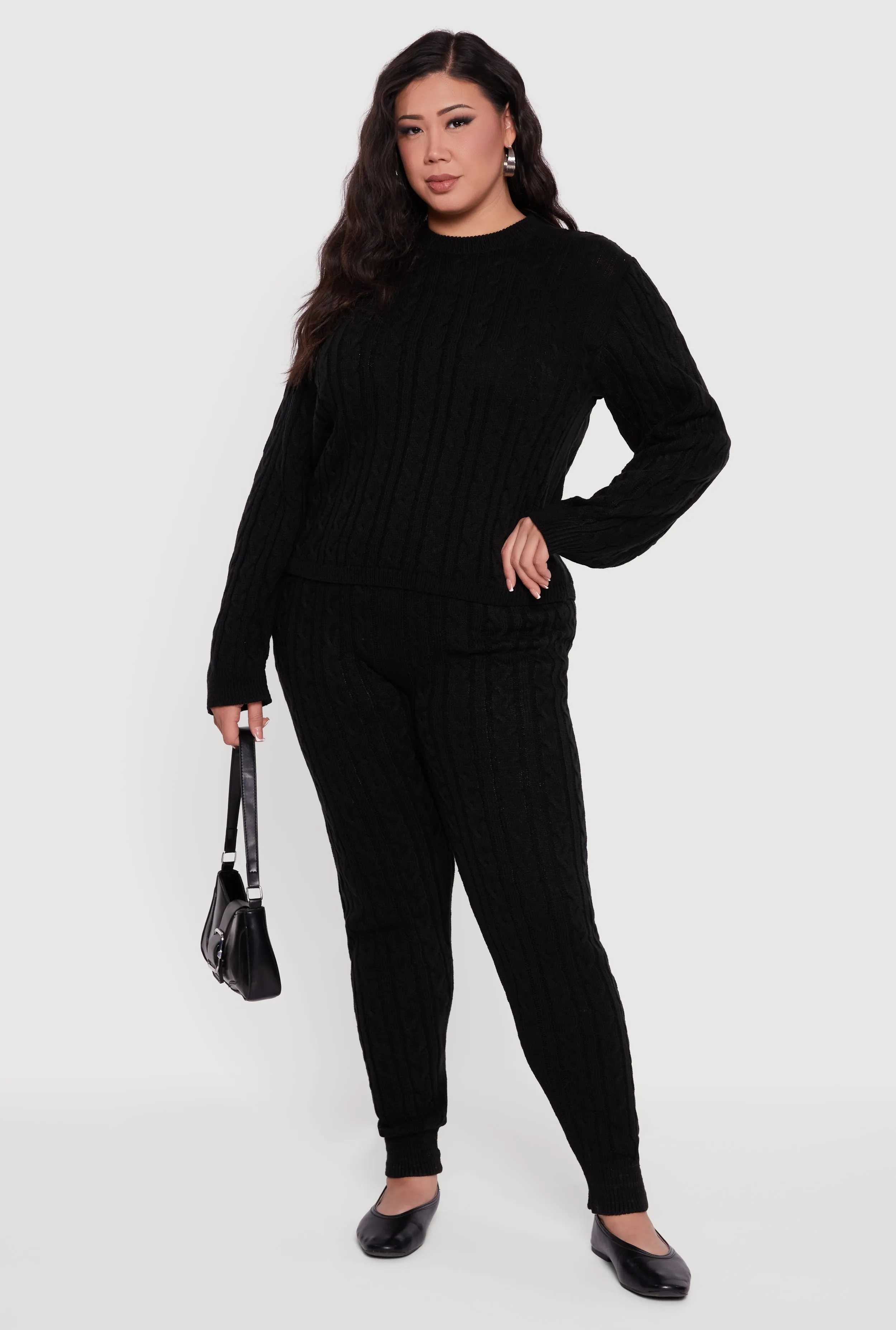Plus Size Long Sleeve Cable Knit Sweater sold by Rainbow product image thumbnail 2