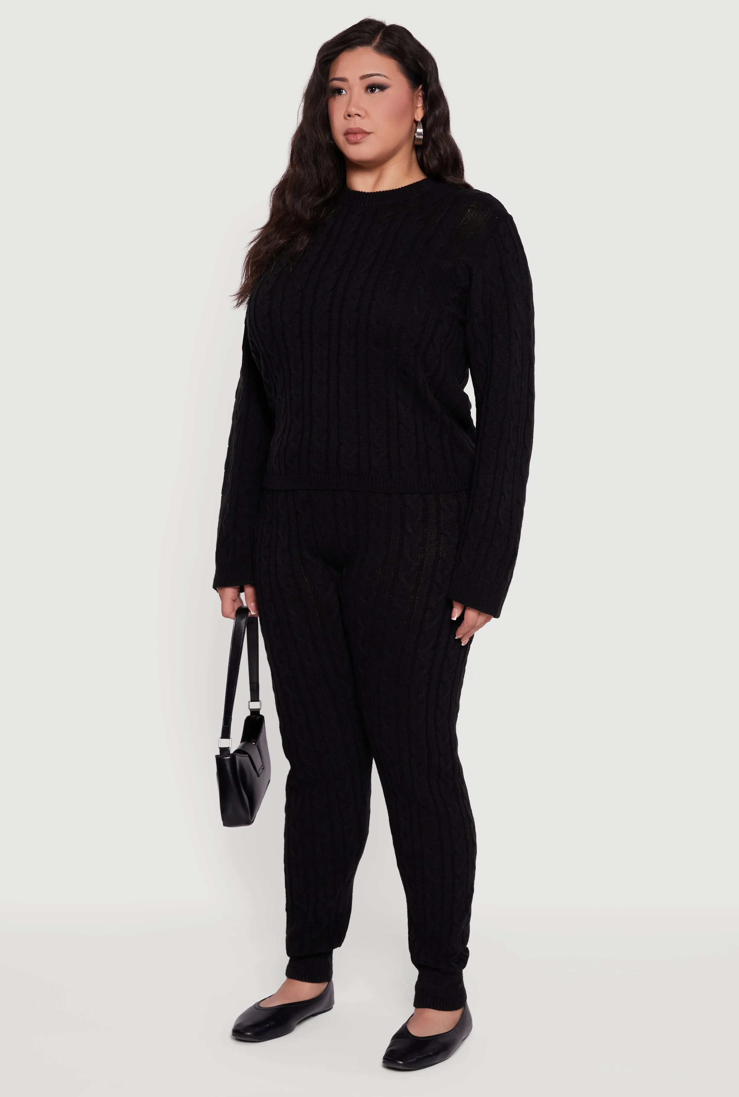 Plus Size Long Sleeve Cable Knit Sweater sold by Rainbow product image thumbnail 5