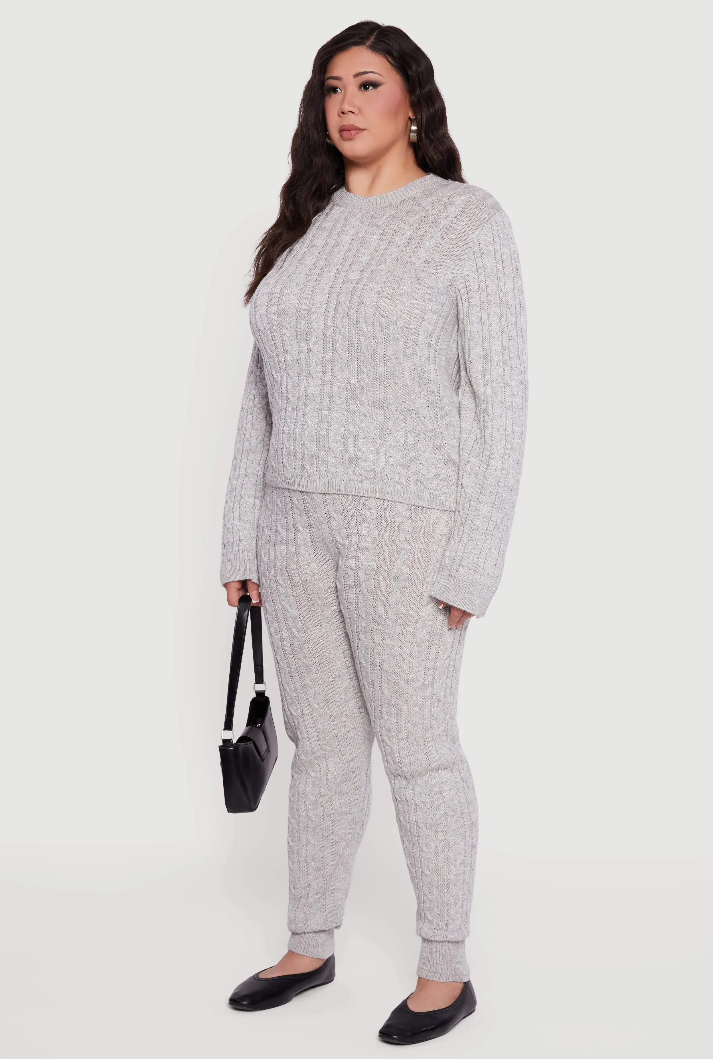 Plus Size Long Sleeve Cable Knit Sweater sold by Rainbow product image thumbnail 5