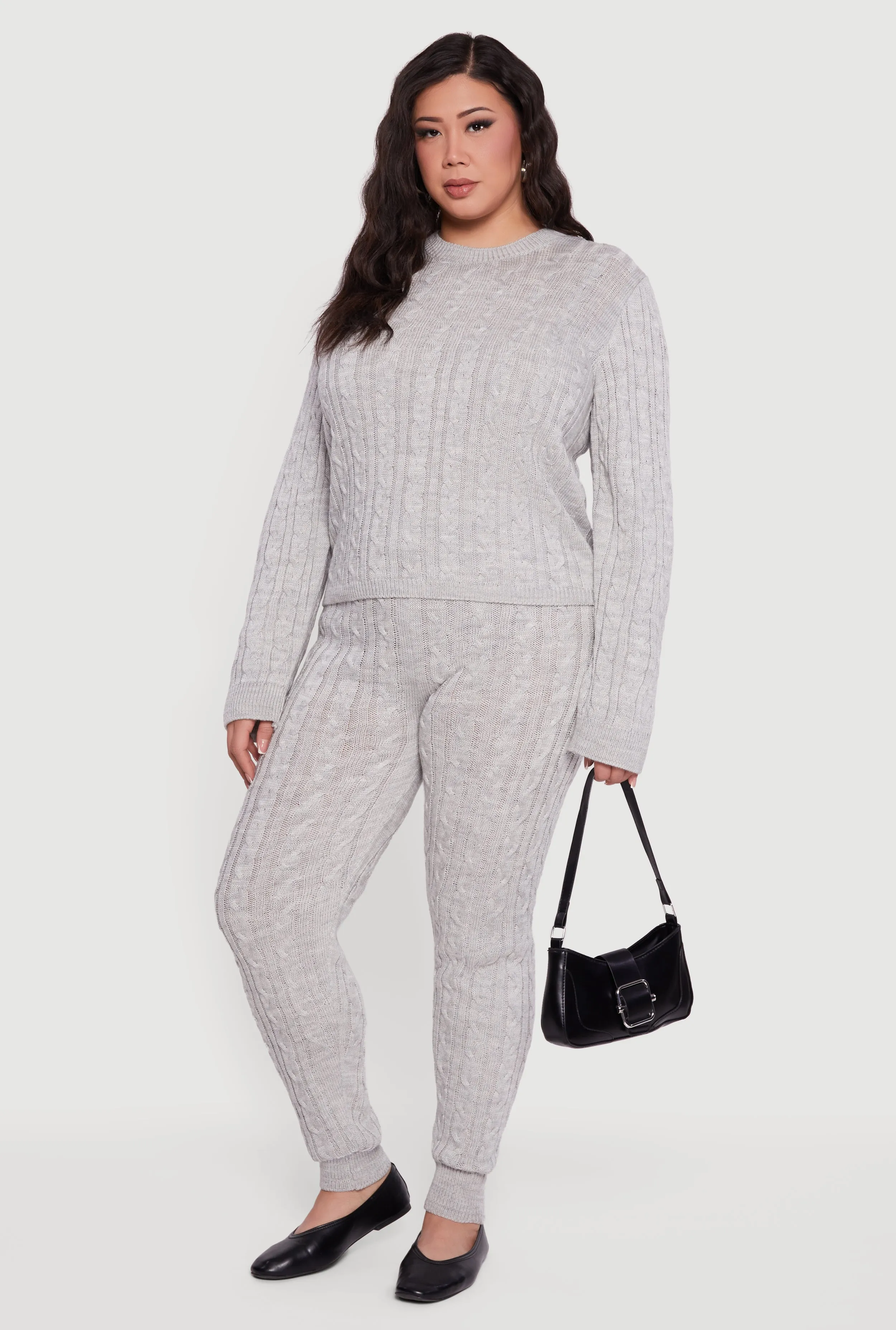 Plus Size Long Sleeve Cable Knit Sweater sold by Rainbow product image thumbnail 2