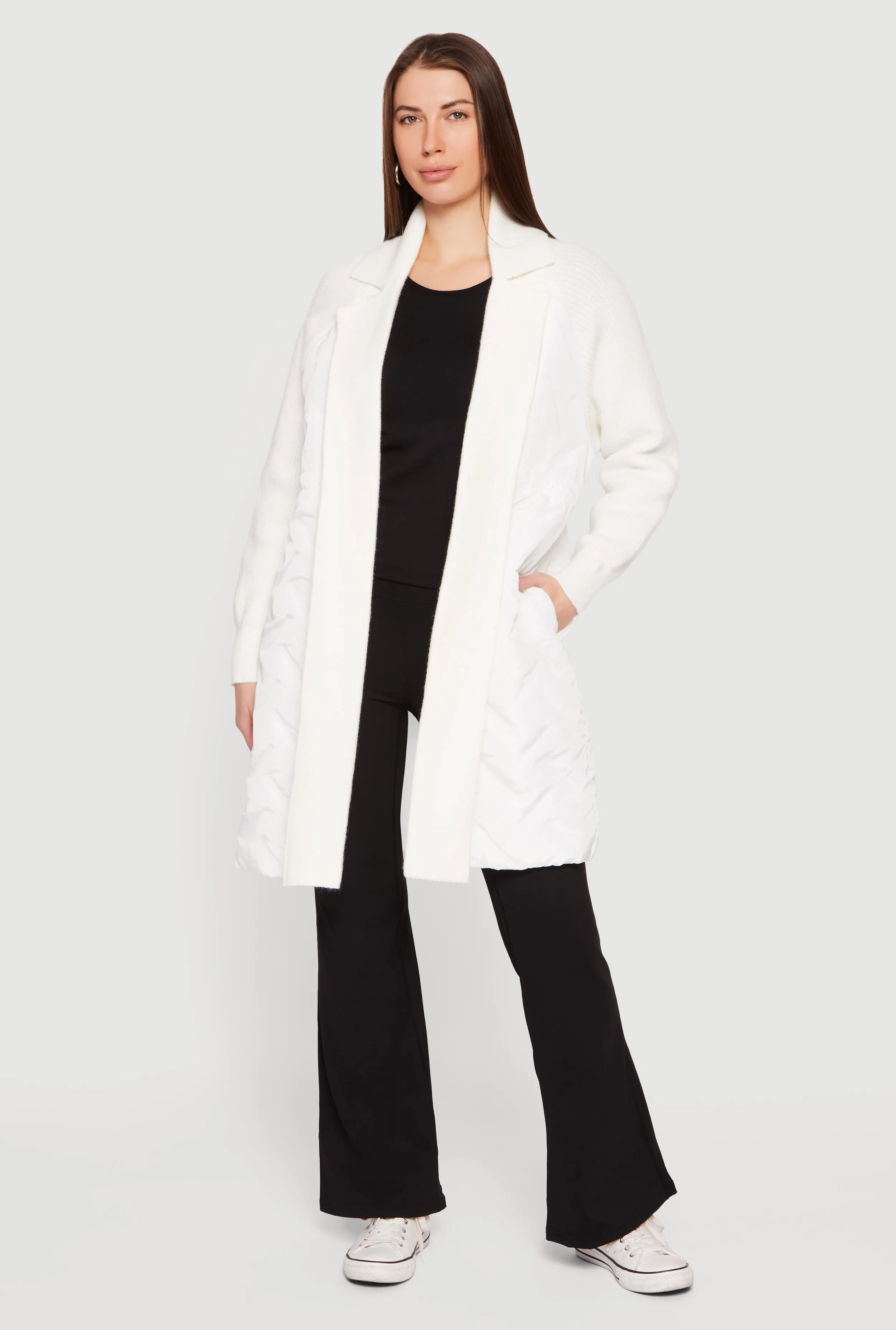 Knit Insert Quilted Open Front Jacket sold by Rainbow product image thumbnail 3