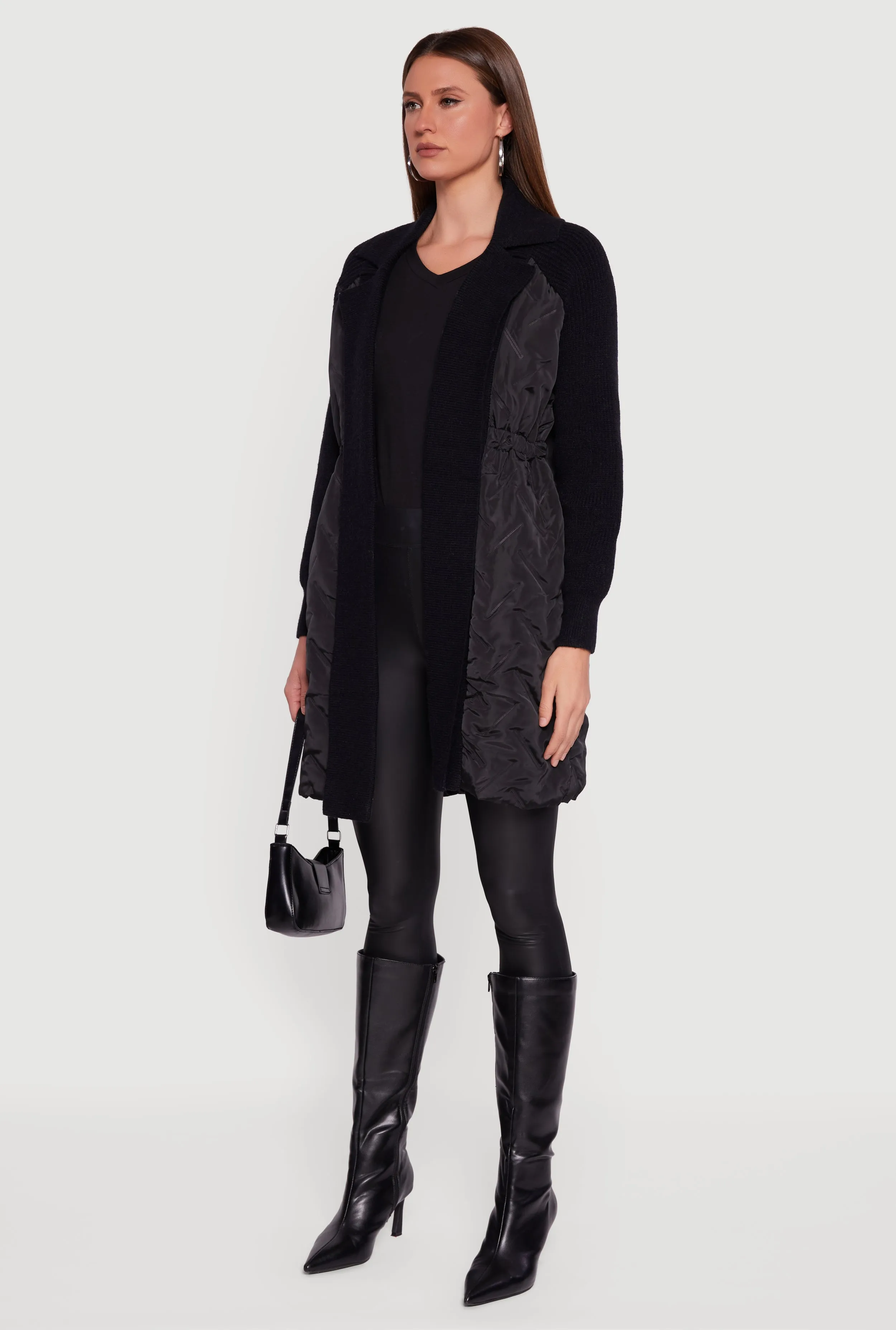 Knit Insert Quilted Open Front Jacket sold by Rainbow product image thumbnail 3