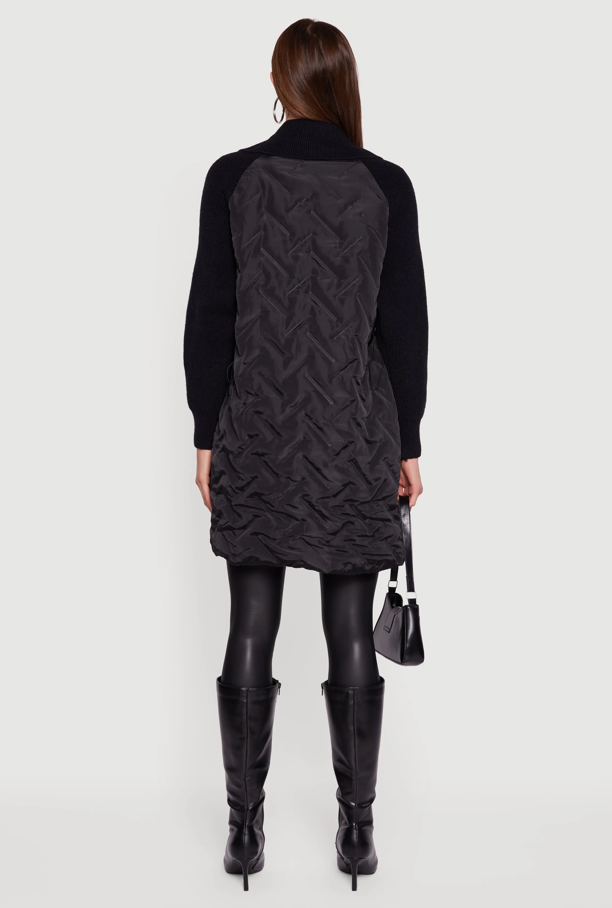 Knit Insert Quilted Open Front Jacket sold by Rainbow product image thumbnail 5