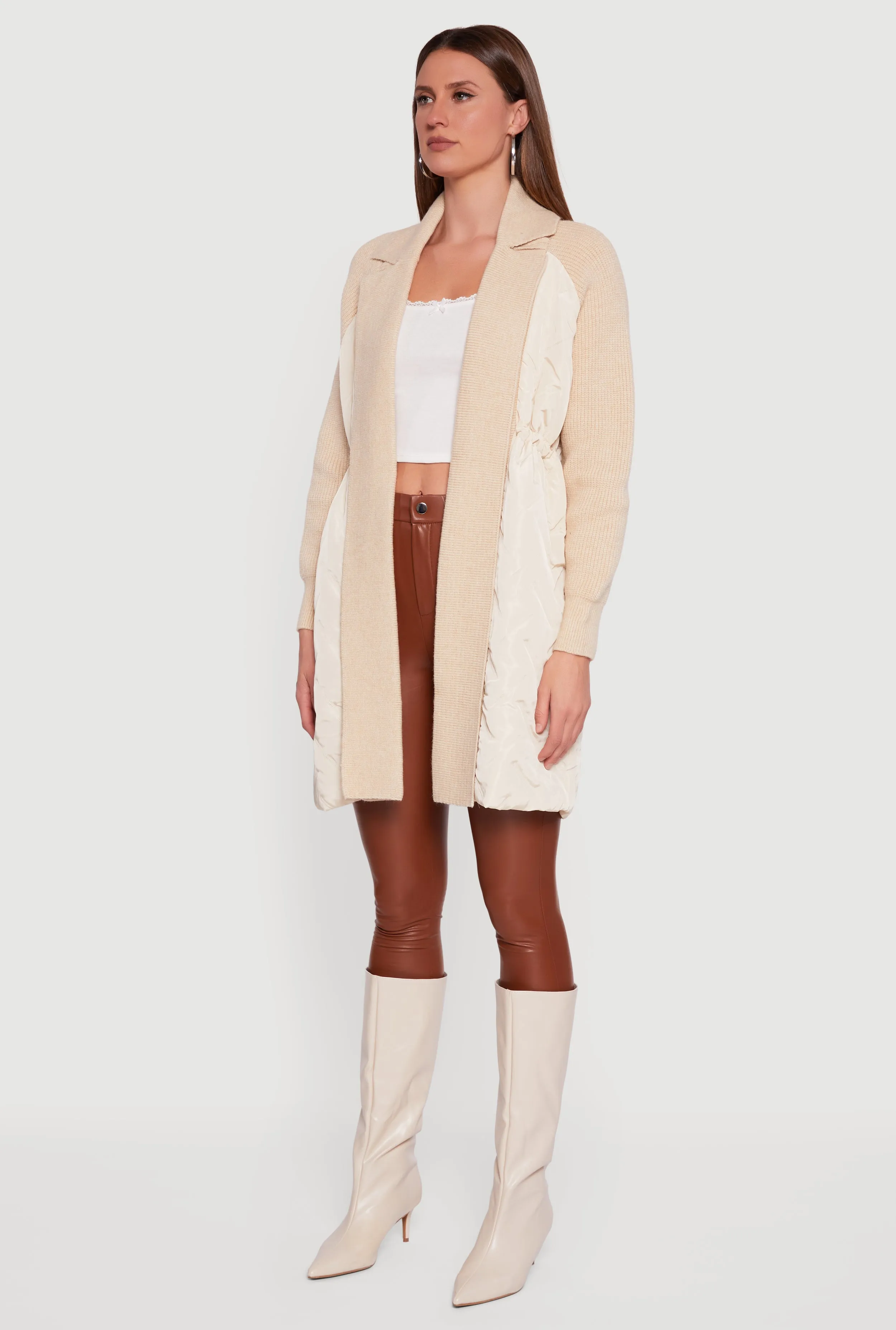 Knit Insert Quilted Open Front Jacket sold by Rainbow product image thumbnail 3