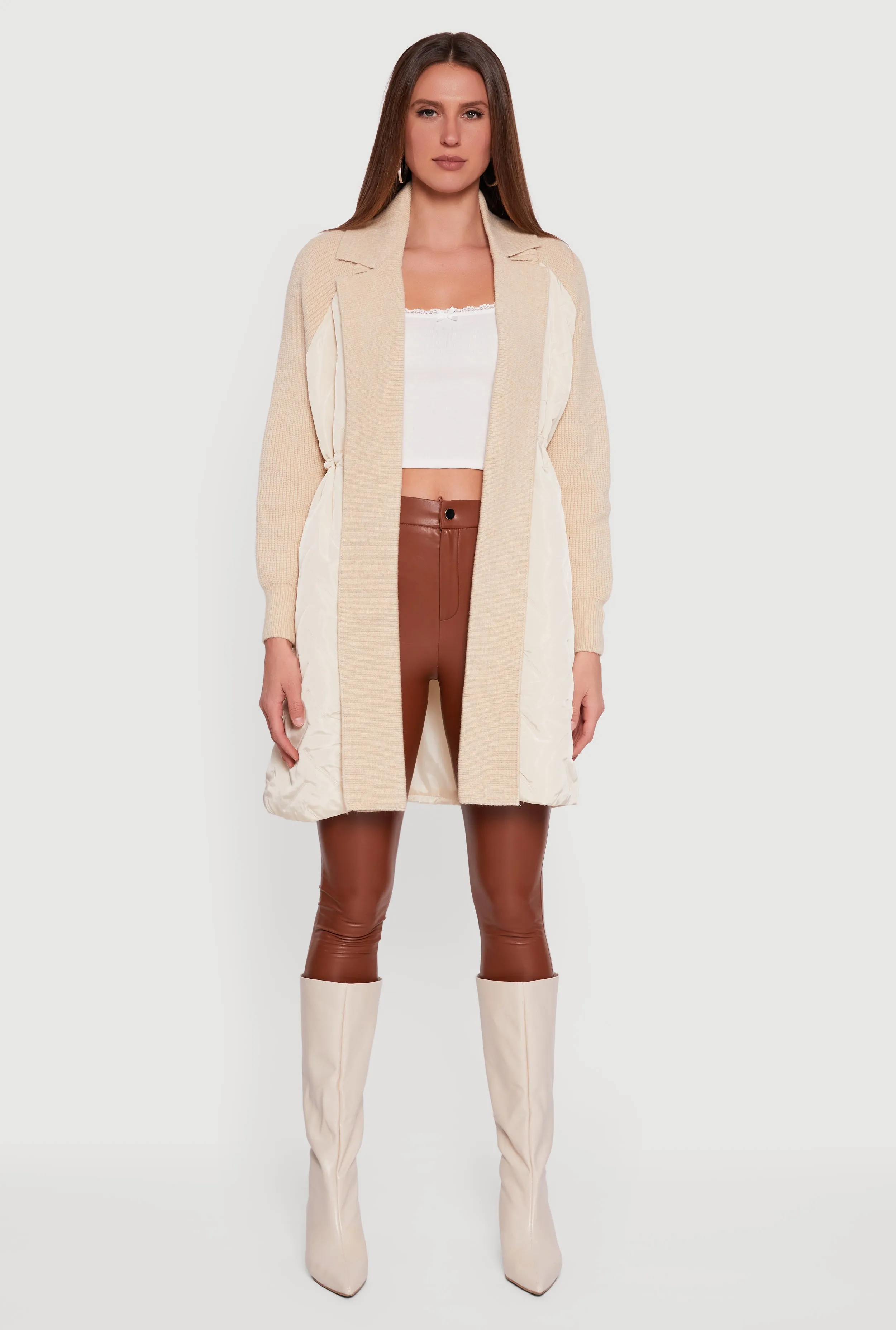 Knit Insert Quilted Open Front Jacket sold by Rainbow product image thumbnail 2