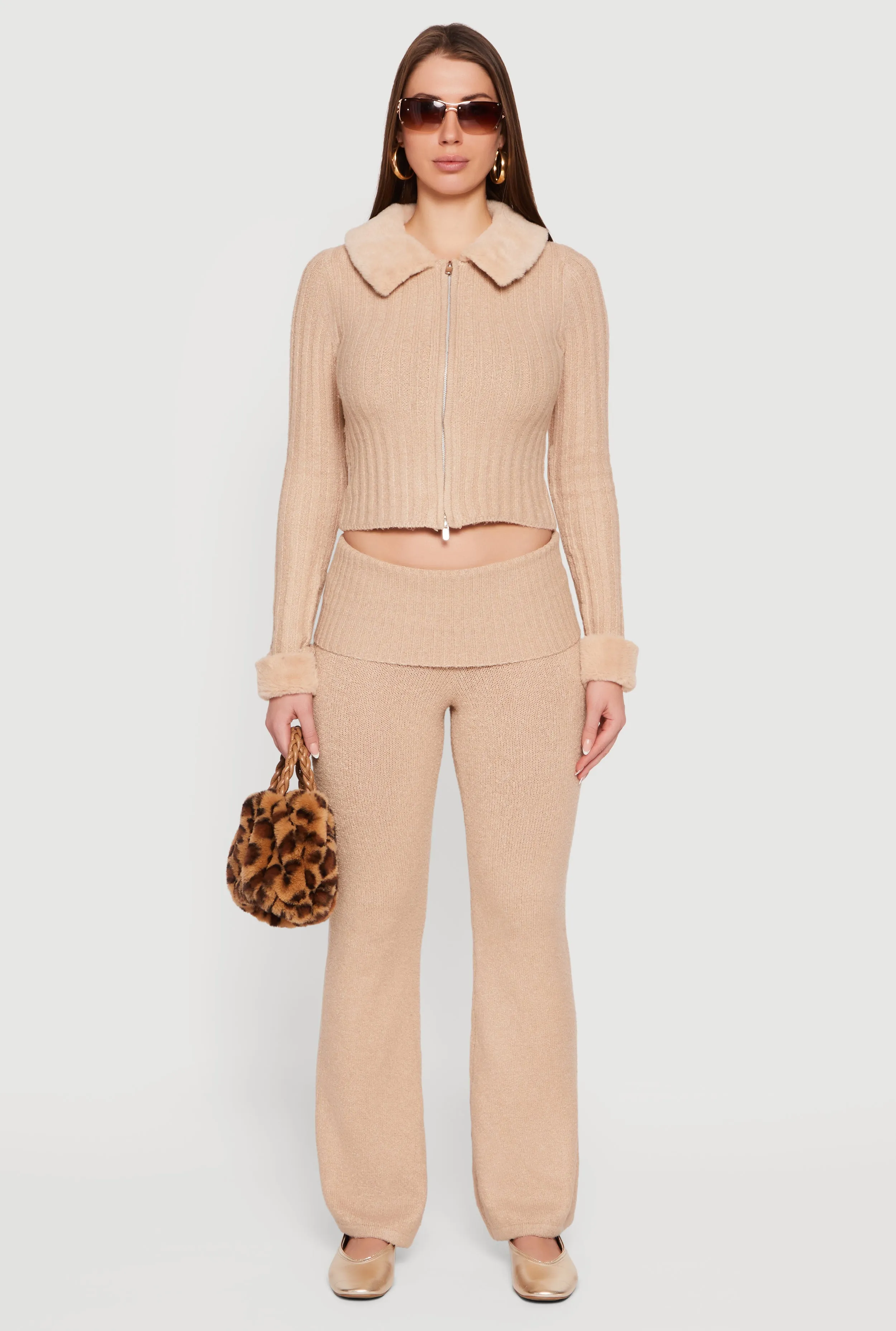 Almost Famous Knitted Flare Leg Fold Over Pants sold by Rainbow product image thumbnail 4