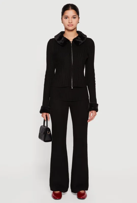 Almost Famous Knitted Flare Leg Fold Over Pants sold by Rainbow