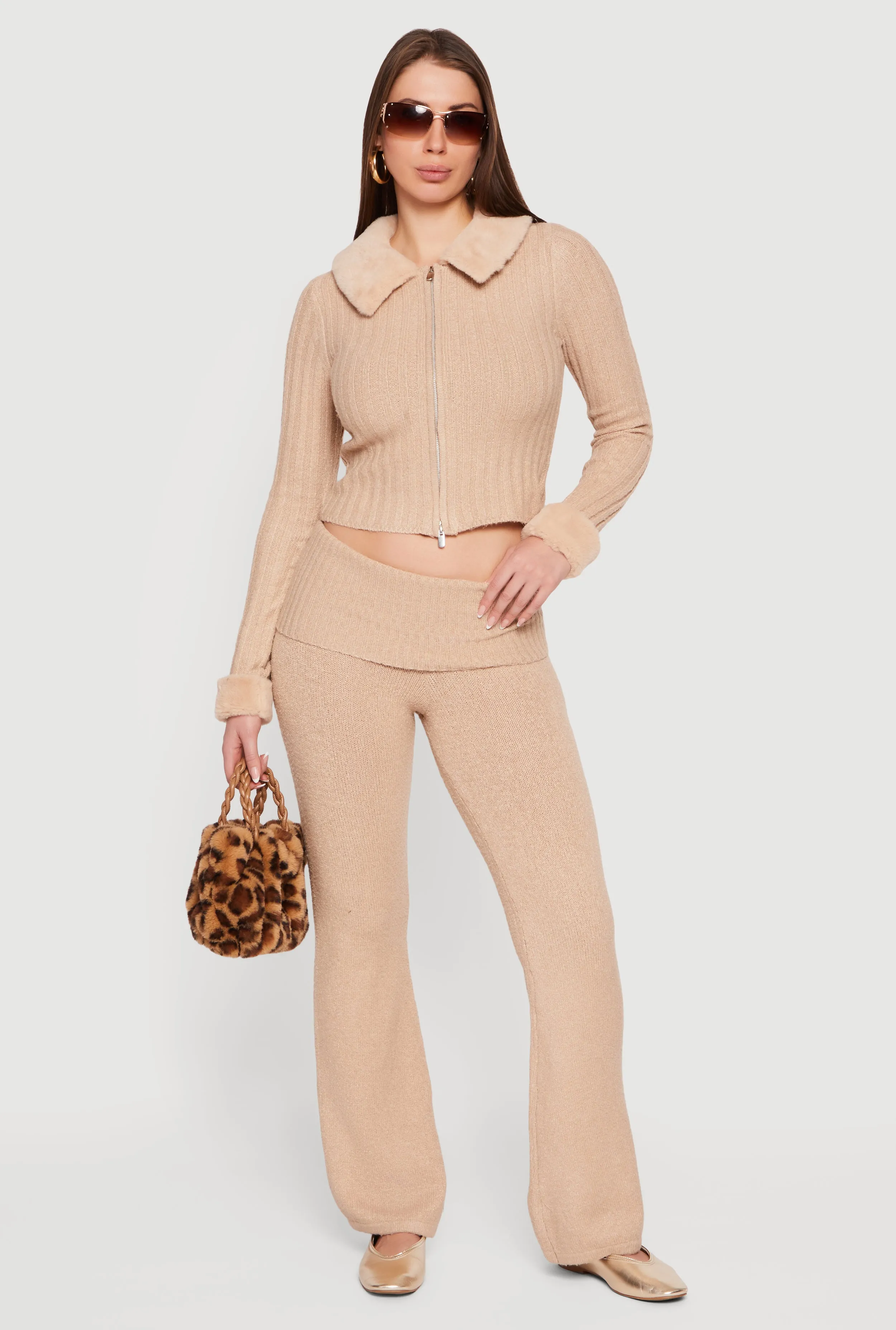 Almost Famous Knitted Flare Leg Fold Over Pants sold by Rainbow product image thumbnail 2