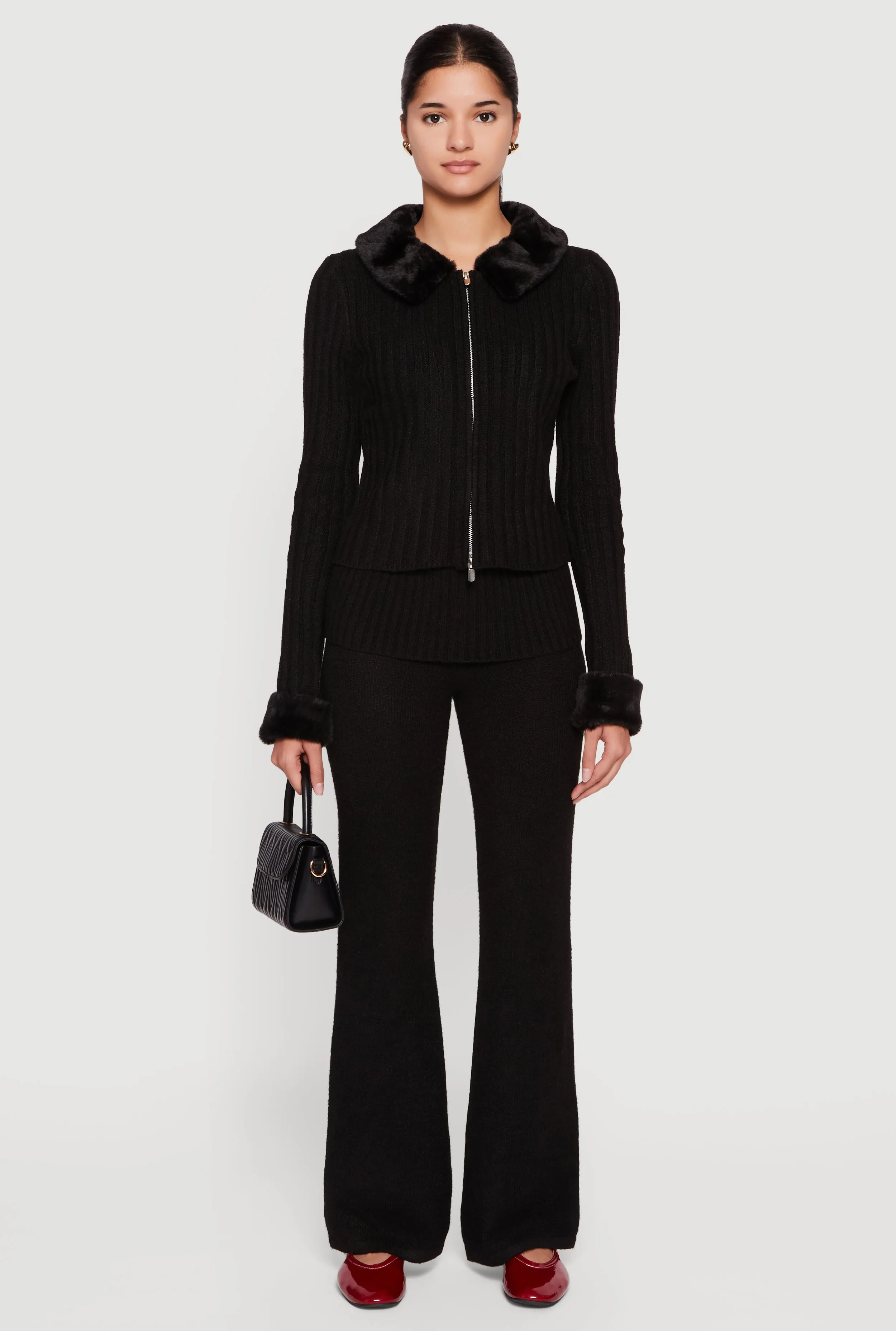 Almost Famous Knitted Flare Leg Fold Over Pants sold by Rainbow