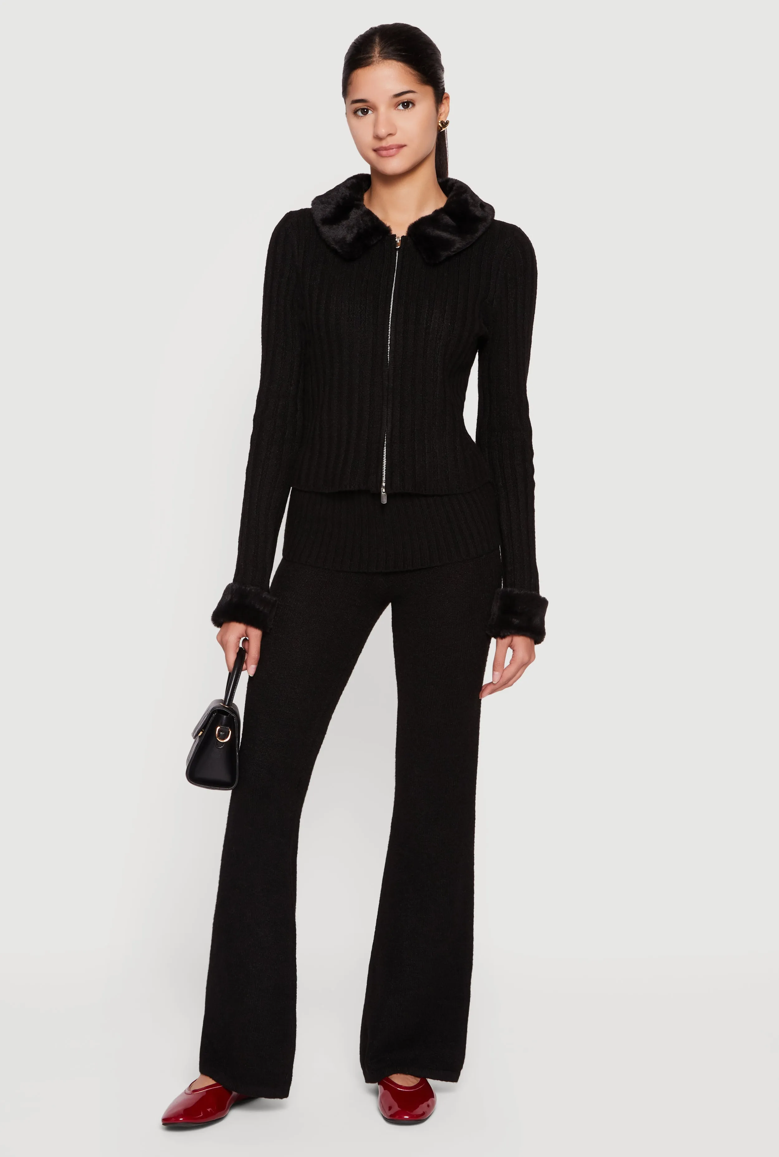 Almost Famous Knitted Flare Leg Fold Over Pants sold by Rainbow product image thumbnail 2